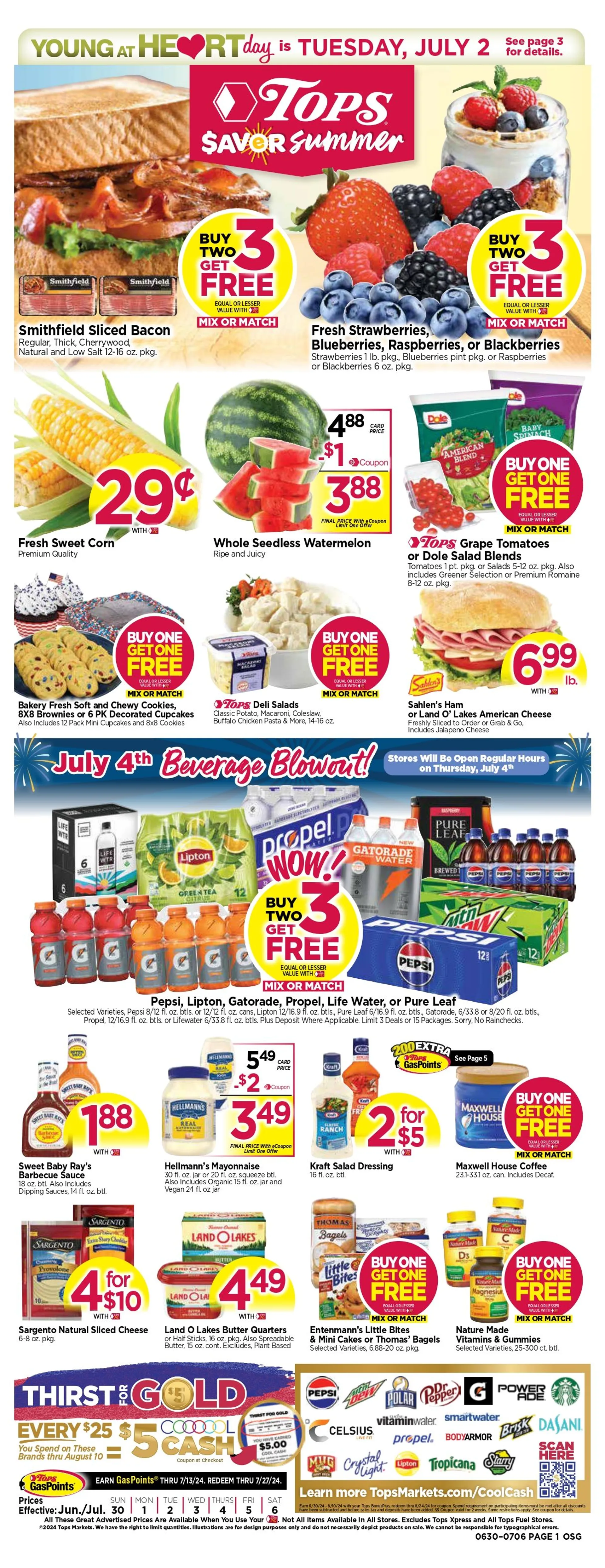 Weekly ad TOPS FRIENDLY MARKETS SALES from June 30 to July 6 2024 - Page 1