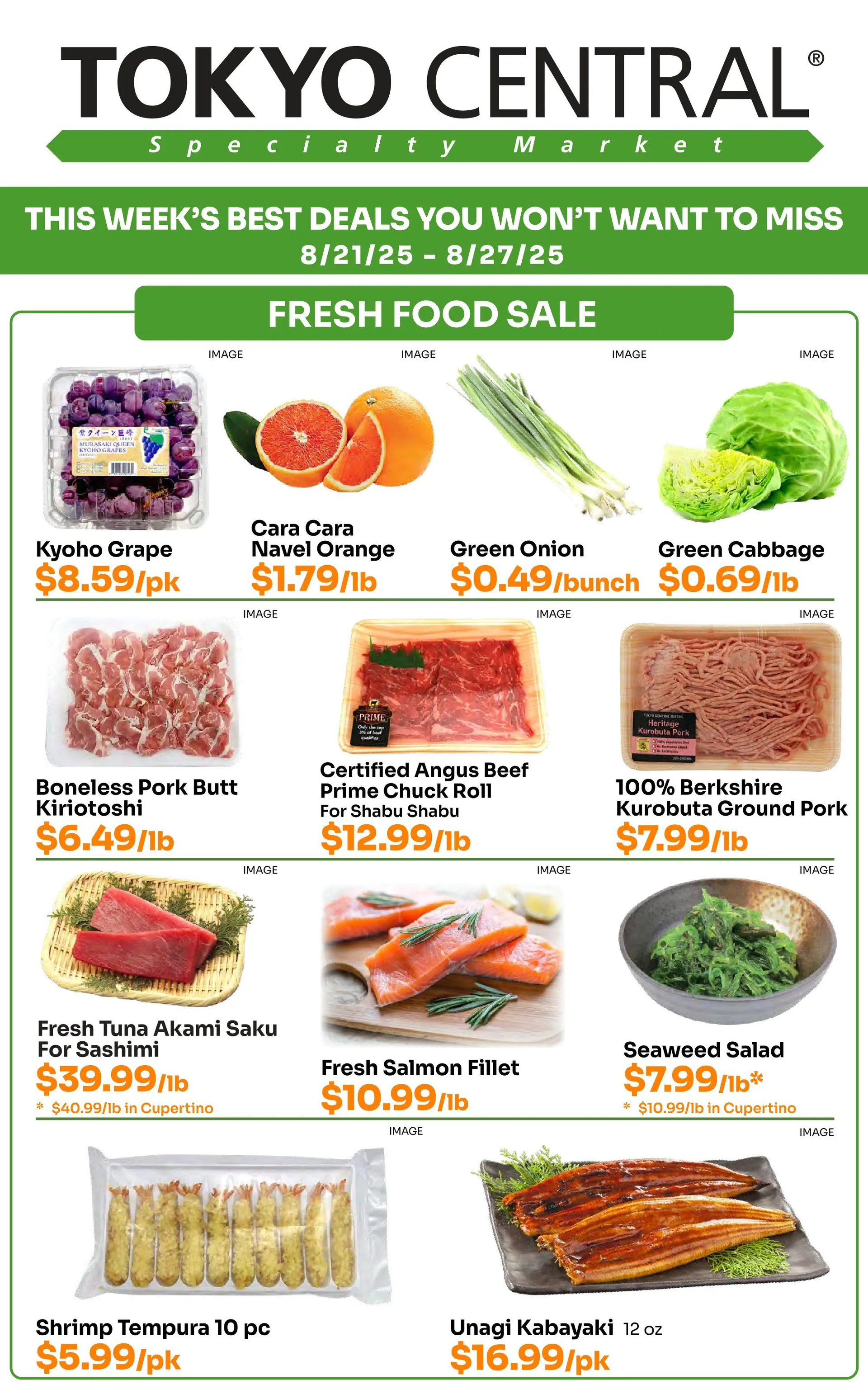 Weekly ad Tokyo Central Specialty Market Sales from August 21 to August 27 2025 - Page 1