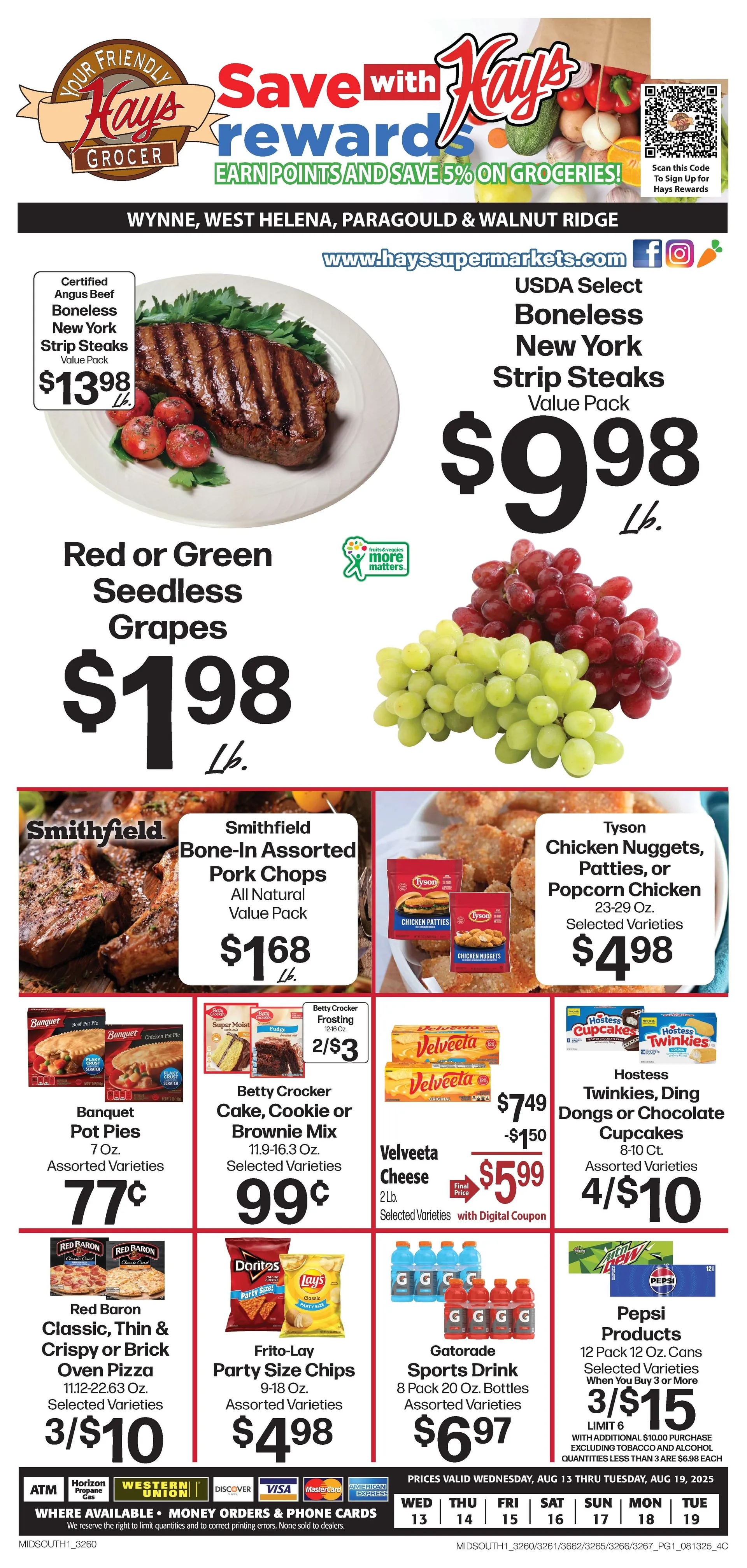 Weekly ad Hays Supermarket Sales from August 13 to August 19 2025 - Page 1