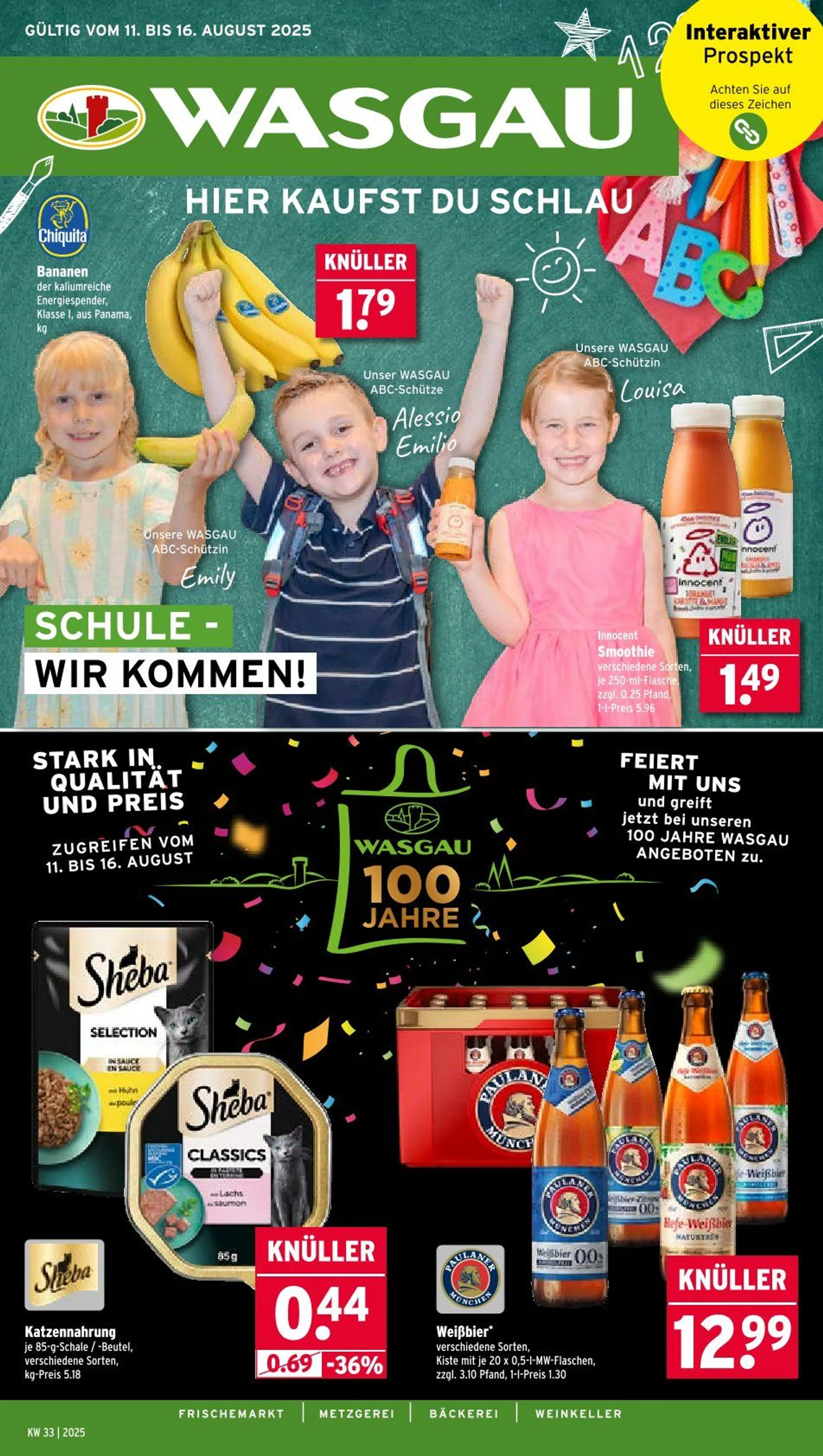 Wasgau Prospekte  von 11. August bis 16. August 2025 - Prospekt seite 1