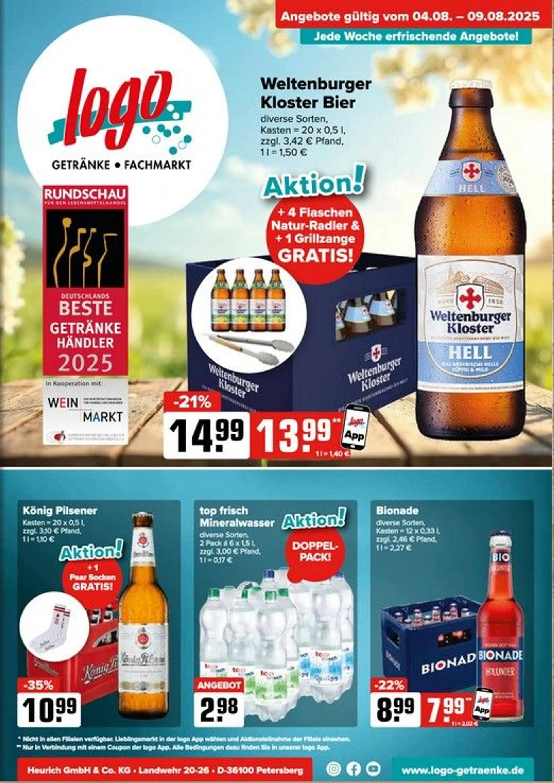 Logo Getränkemarkt Prospekte von 4. August bis 9. August 2025 - Prospekt seite 1