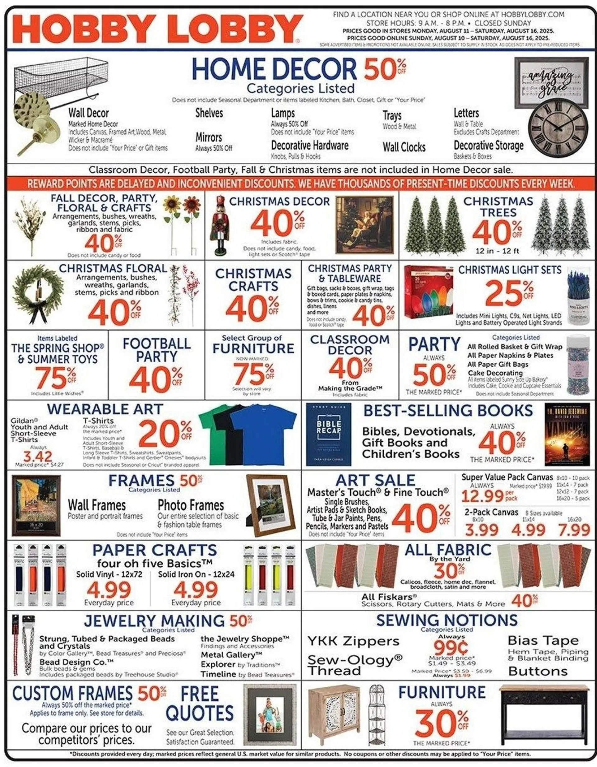 Weekly ad Hobby Lobby weekly ads from August 11 to August 16 2025 - Page 1