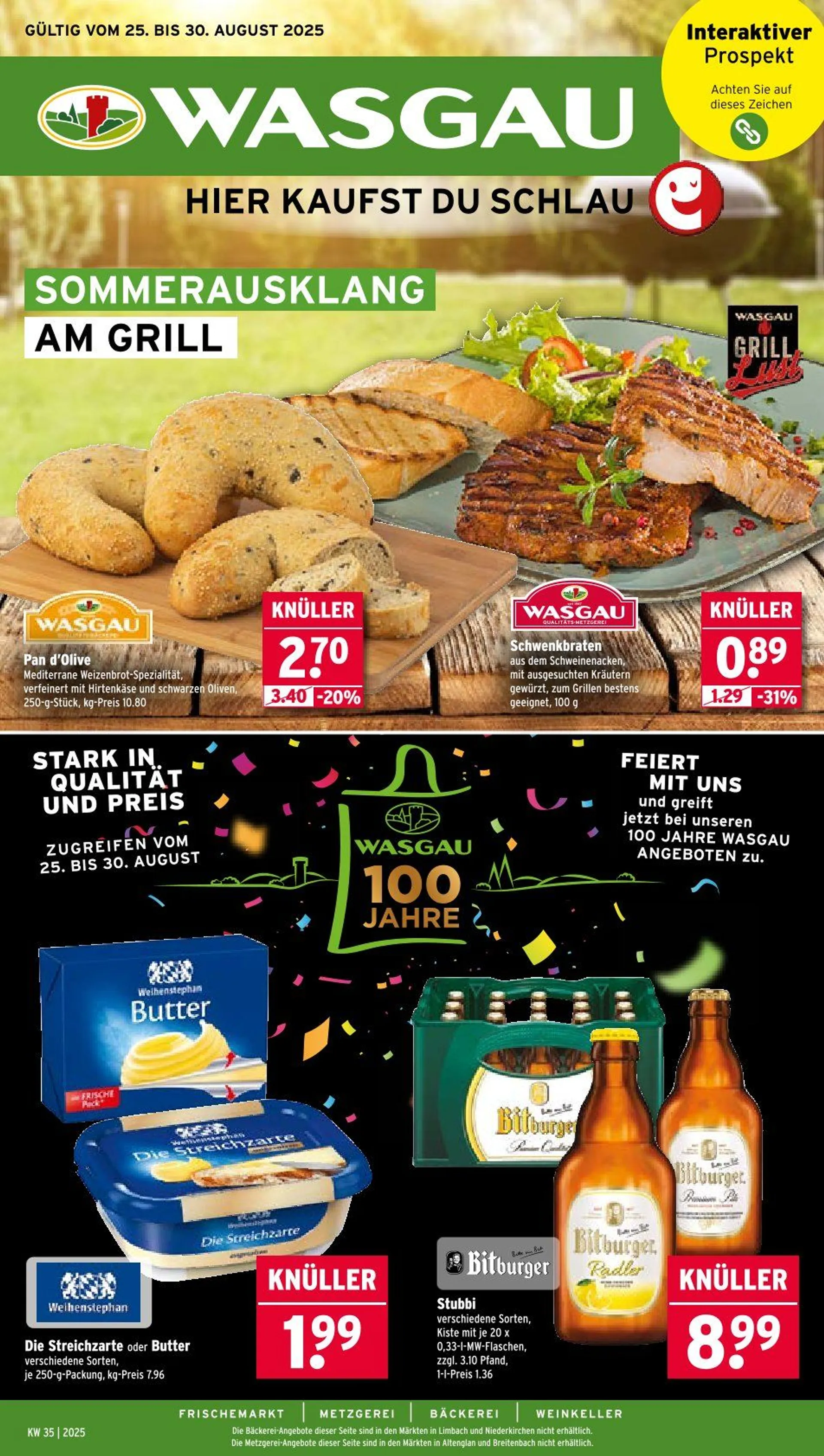 Wasgau Angebote von 25. August bis 30. August 2025 - Prospekt seite 1