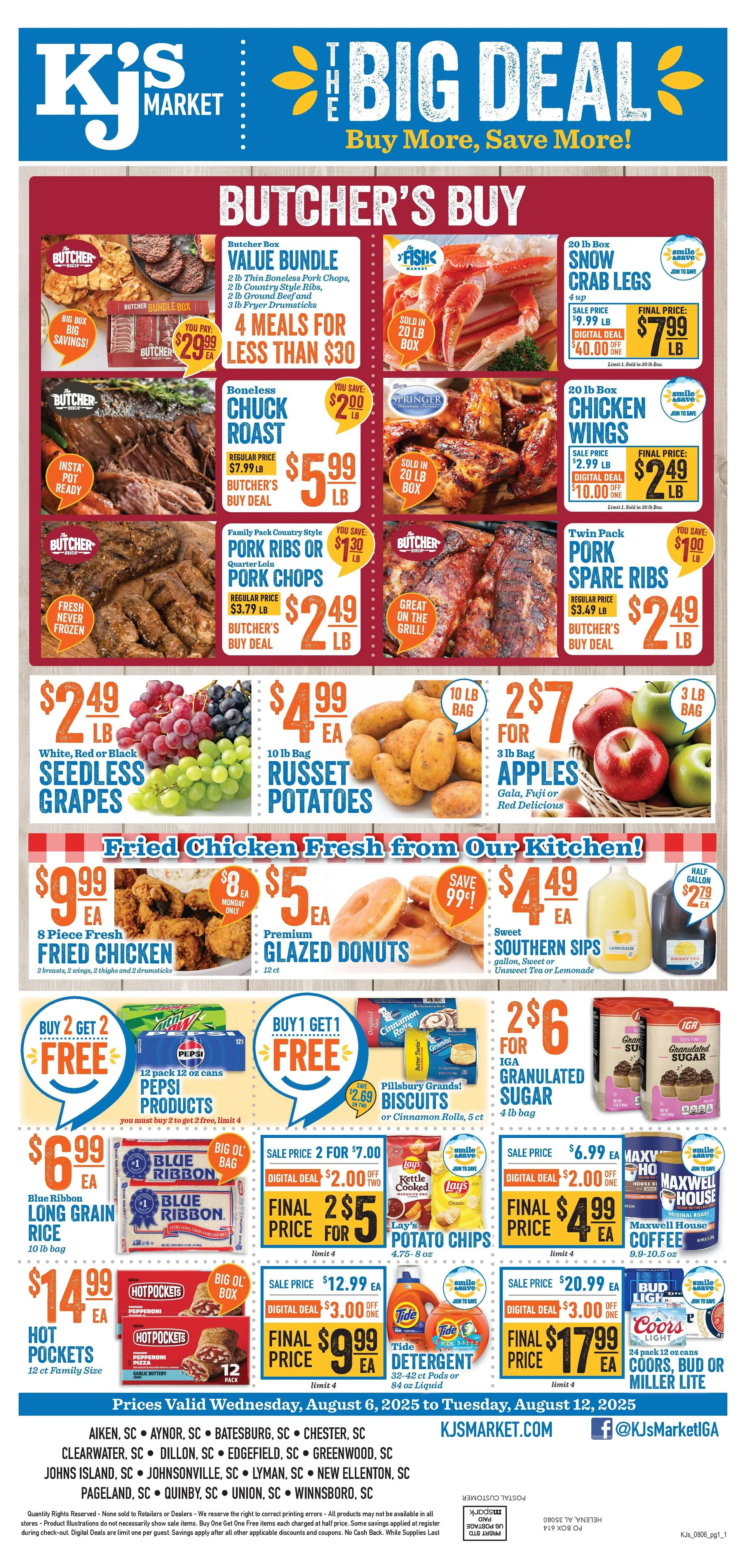 Weekly ad KJ´s Market Sales from August 6 to August 12 2025 - Page 1