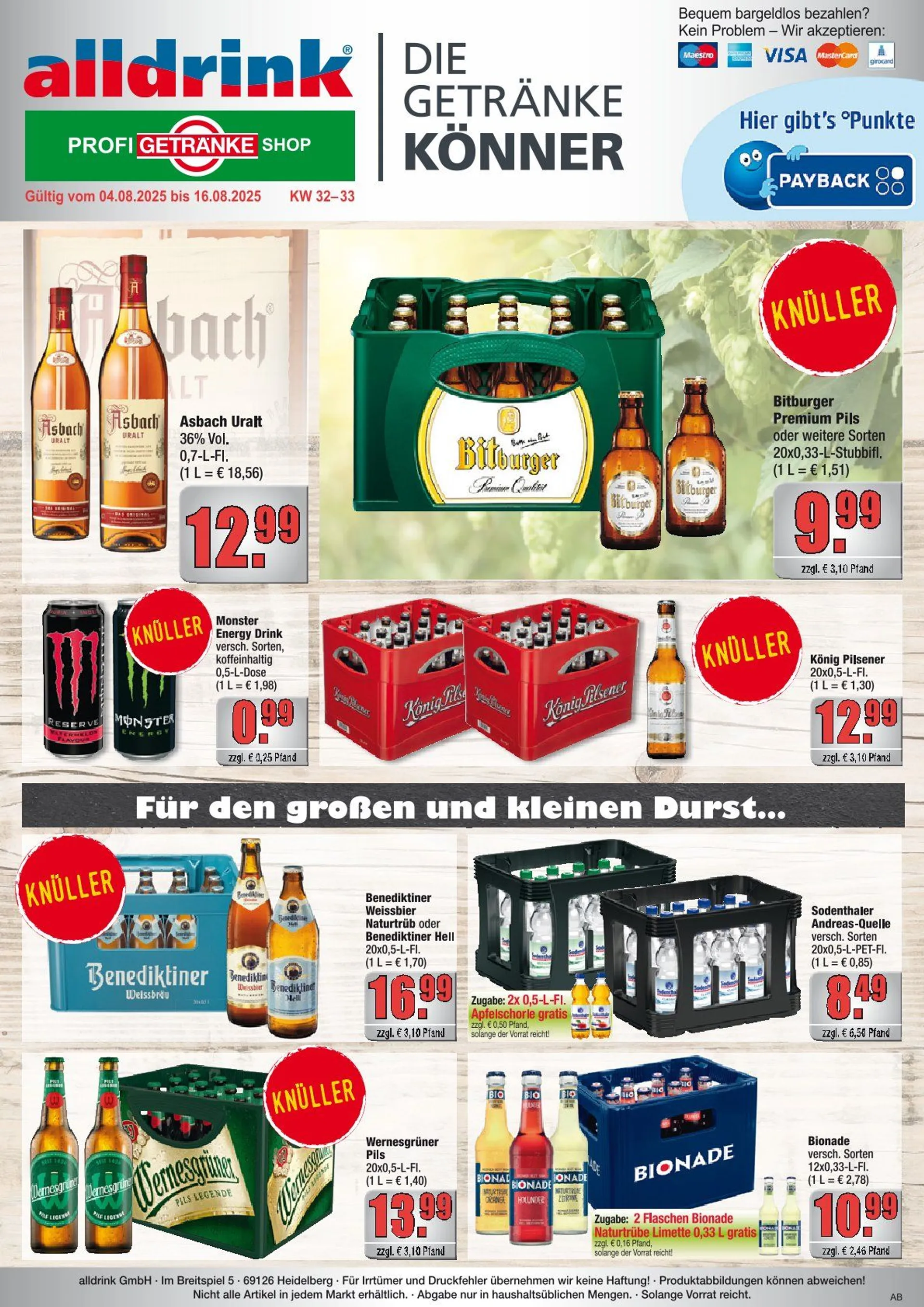 Alldrink Prospekte von 4. August bis 16. August 2025 - Prospekt seite 1