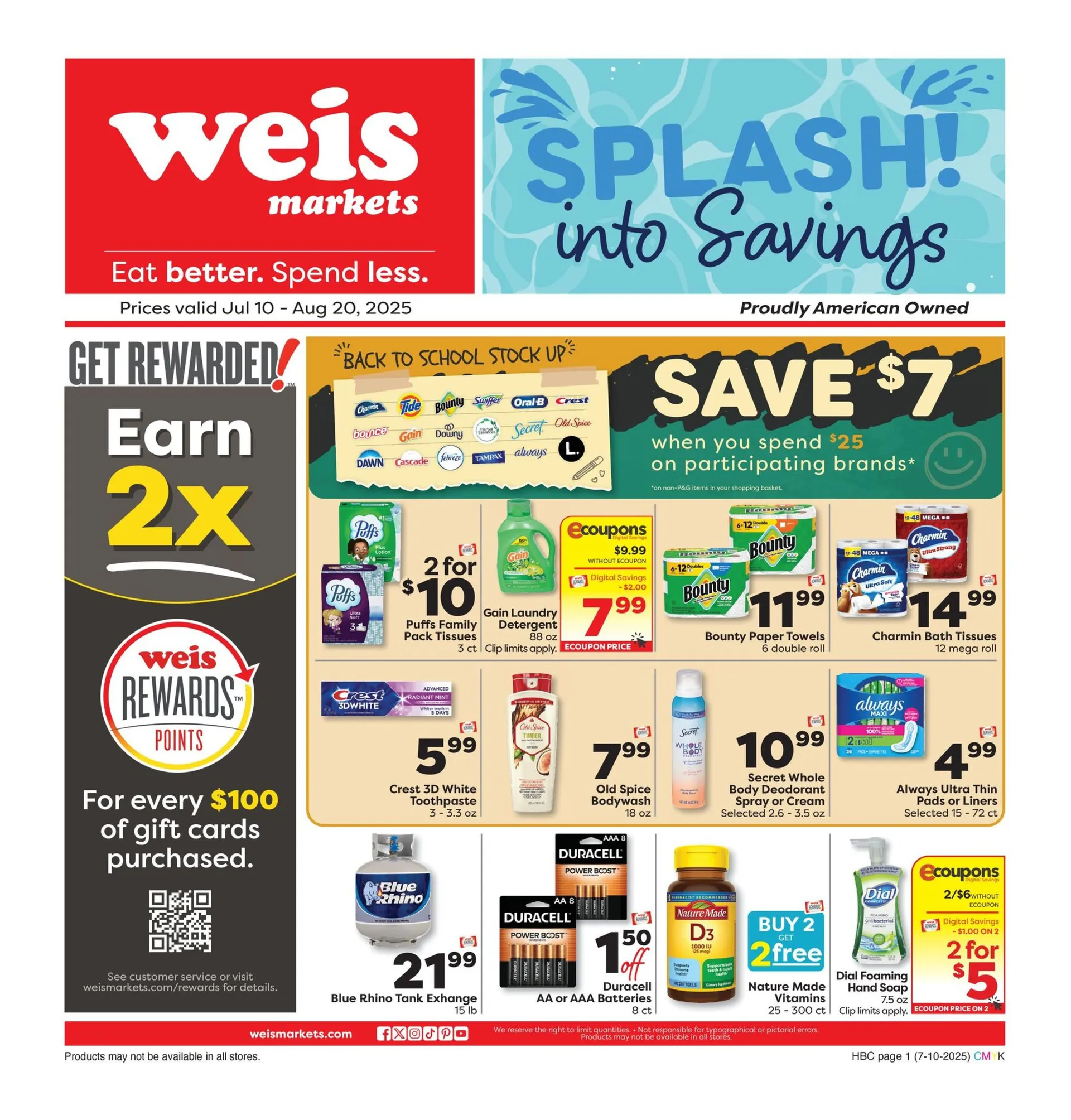 Weekly ad Weis Sales from July 10 to August 20 2025 - Page 1