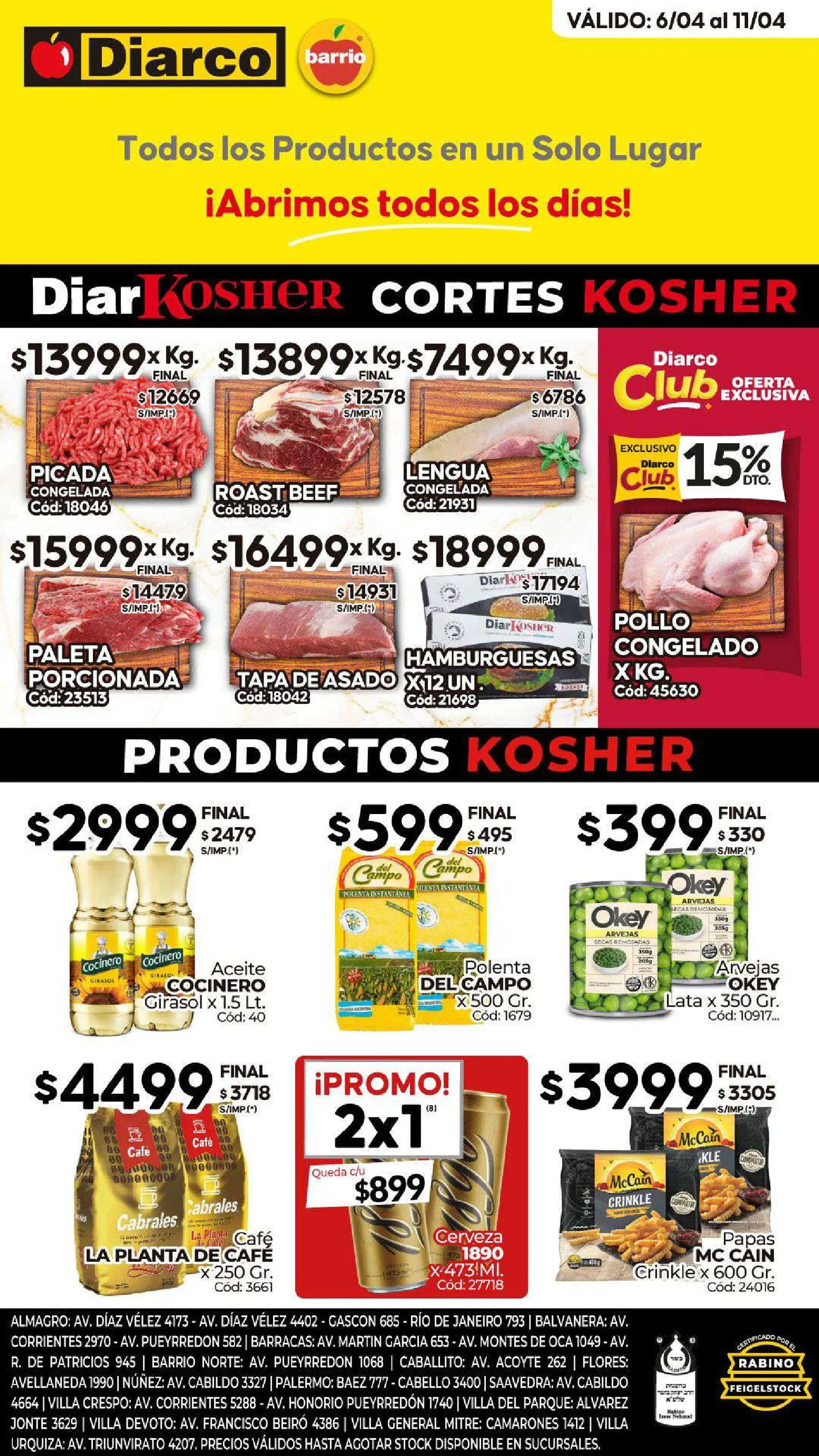 Ofertas de Diarco Ofertas especial Kosher 4 de abril al 11 de abril 2025 - Página  del catálogo