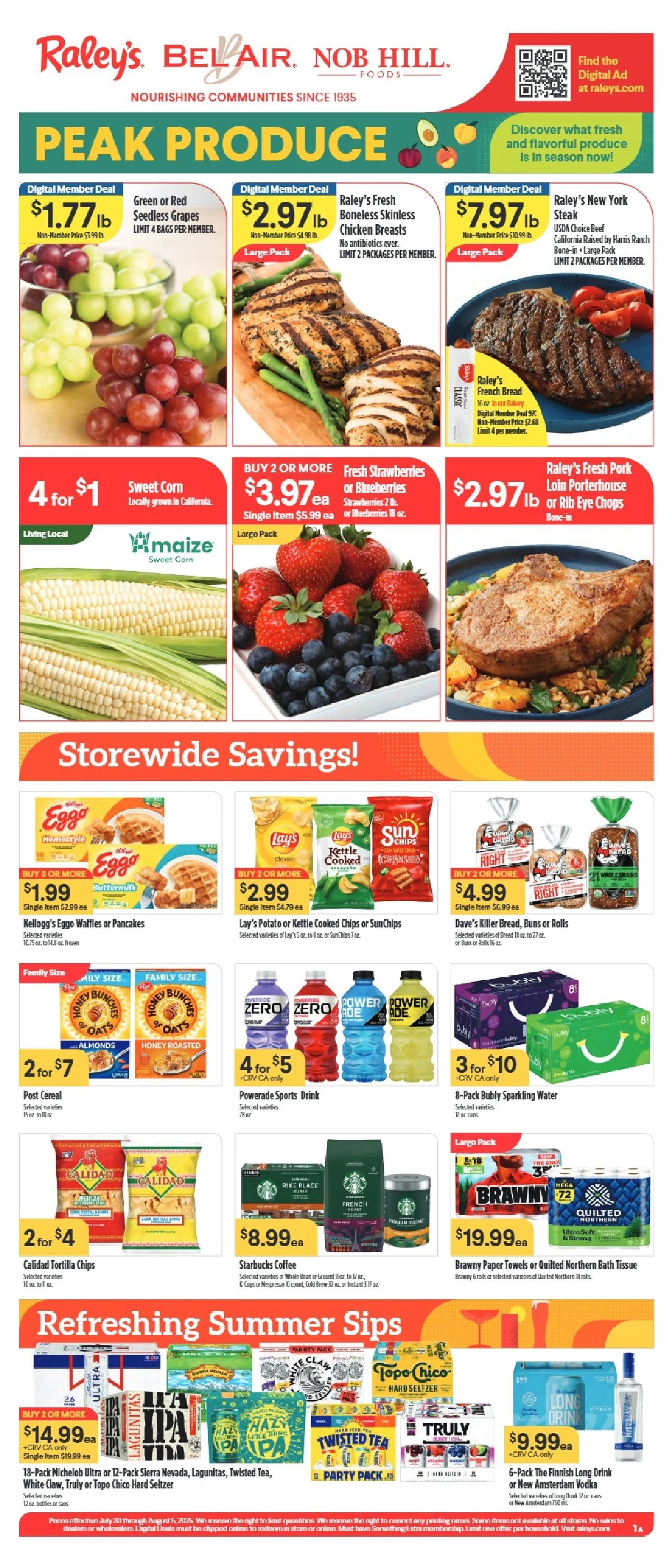 Weekly ad Raley's Sales from July 30 to August 5 2025 - Page 1
