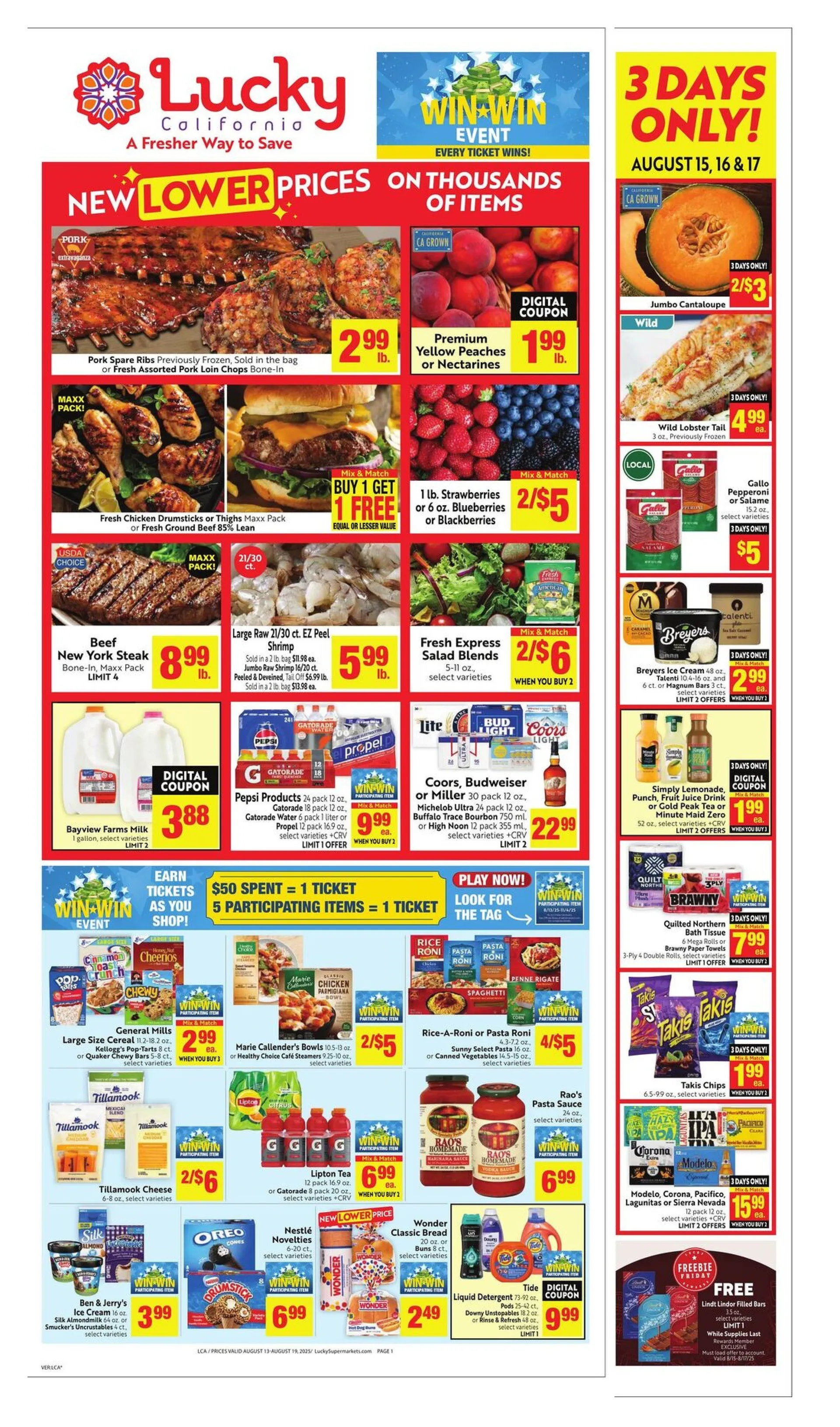 Weekly ad Lucky Supermarkets Sales from August 14 to August 19 2025 - Page 1