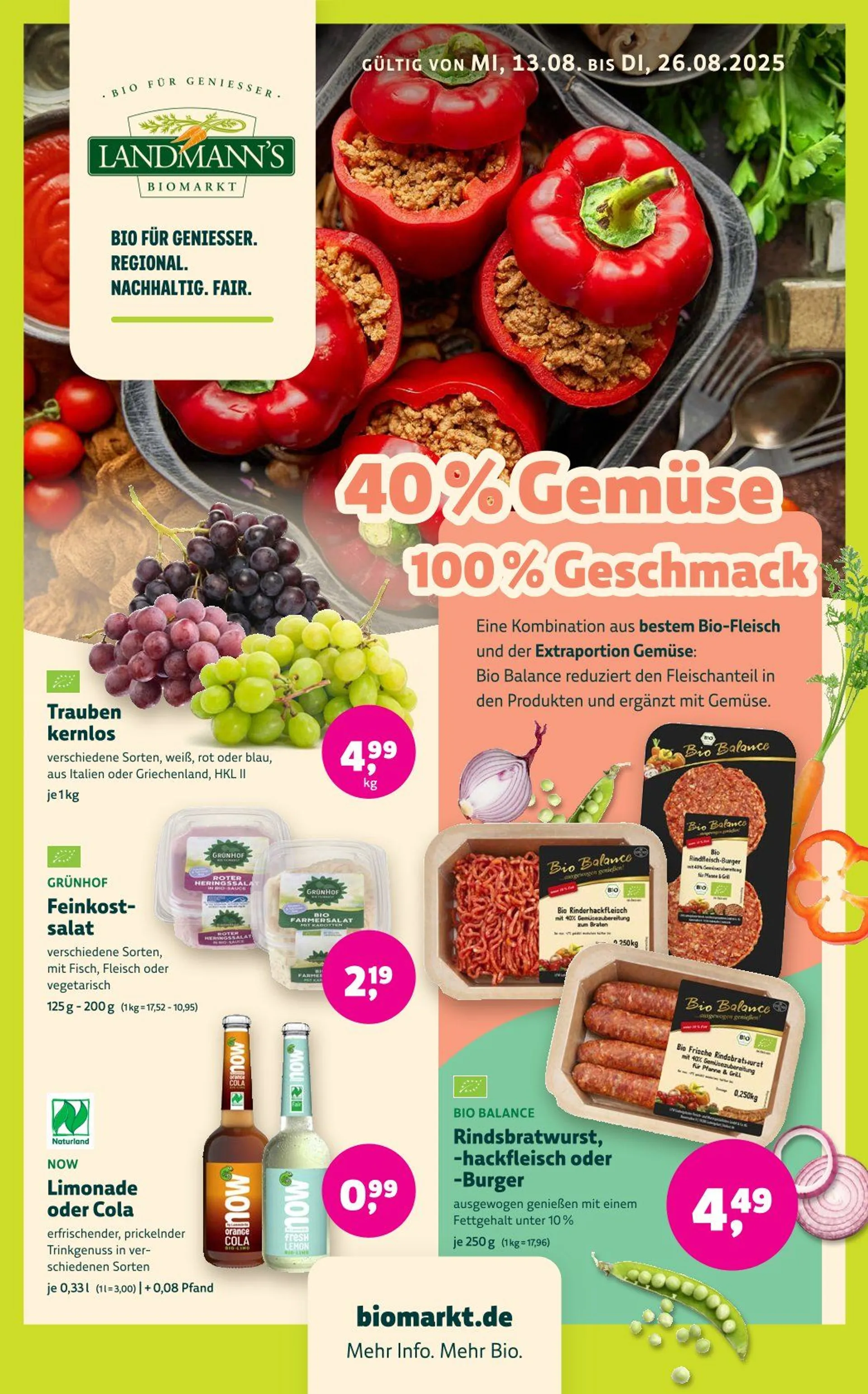 Landmann's Biomarkt Angebote von 13. August bis 26. August 2025 - Prospekt seite 1