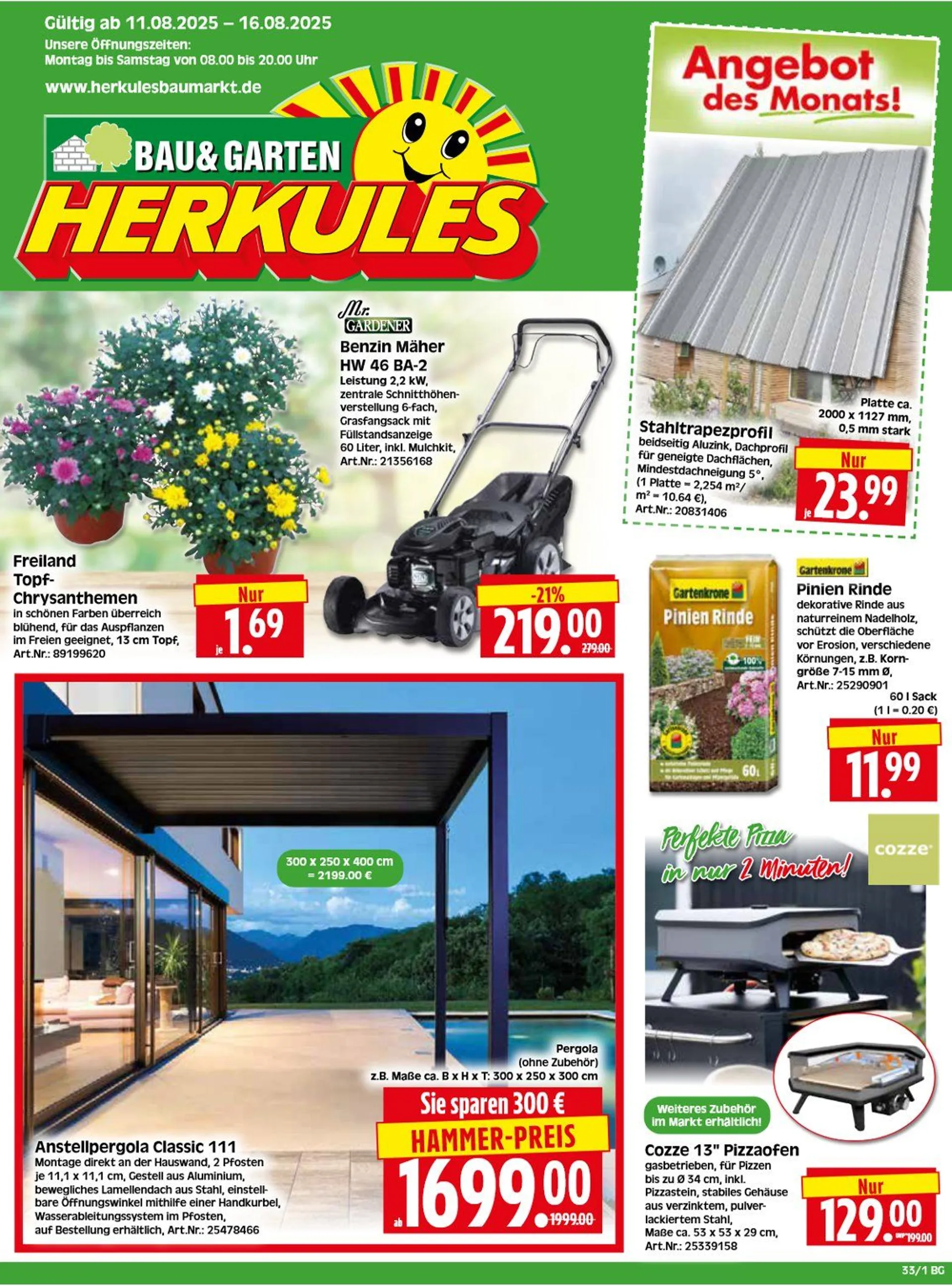 Herkules Baumarkt Prospekte von 11. August bis 16. August 2025 - Prospekt seite 1