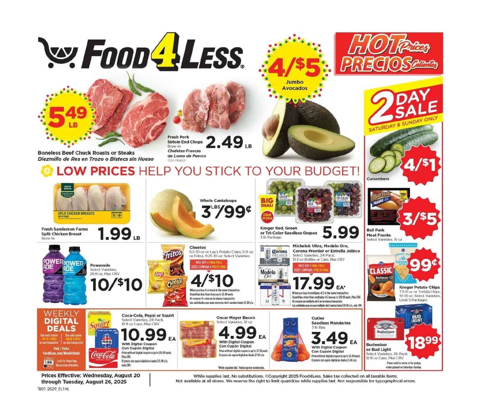 Weekly ad Food 4 Less Sales from August 20 to August 26 2025 - Page 1