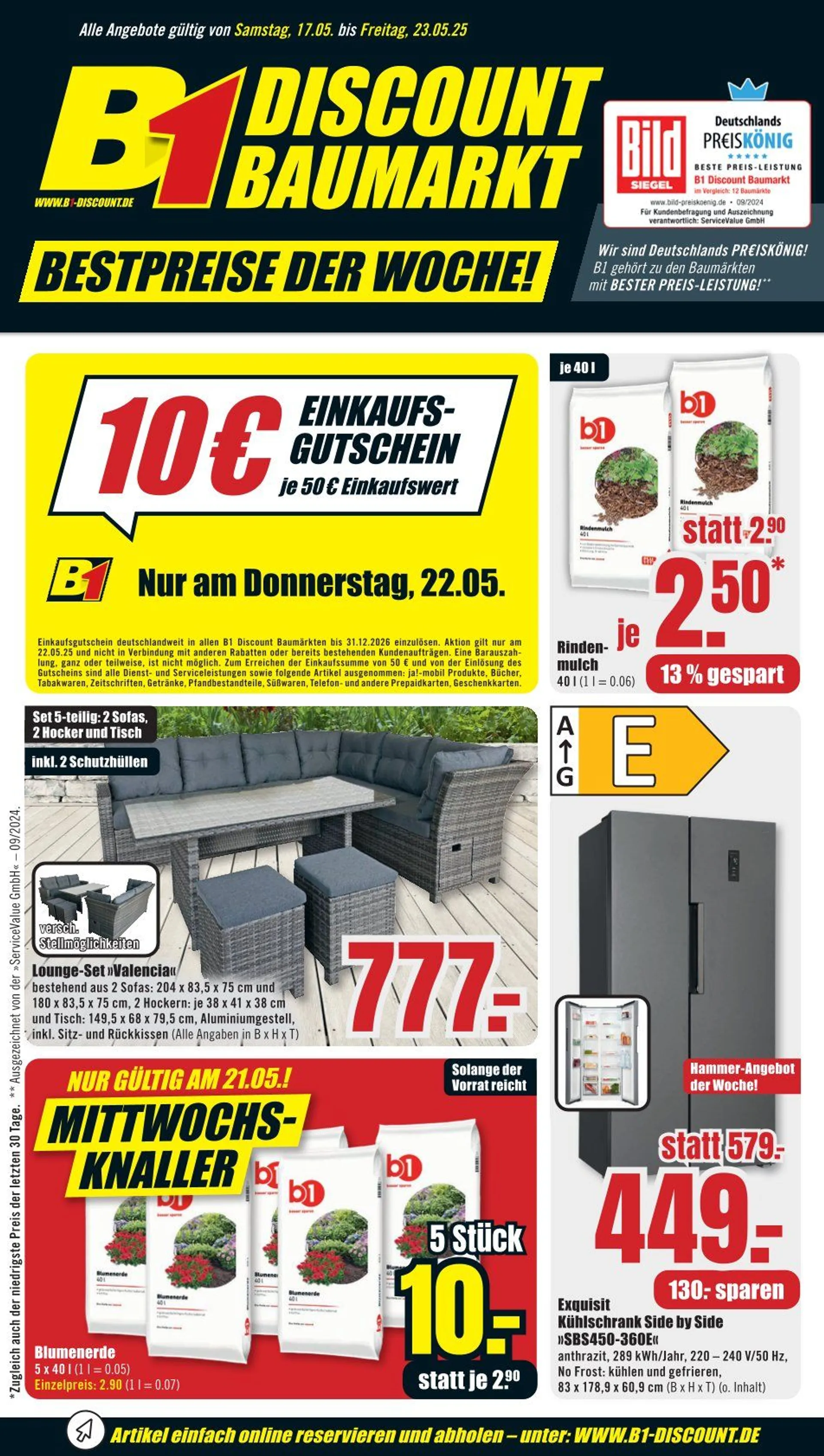 B1 Discount Baumarkt Prospekt von 17. Mai bis 23. Mai 2025 - Prospekt seite 