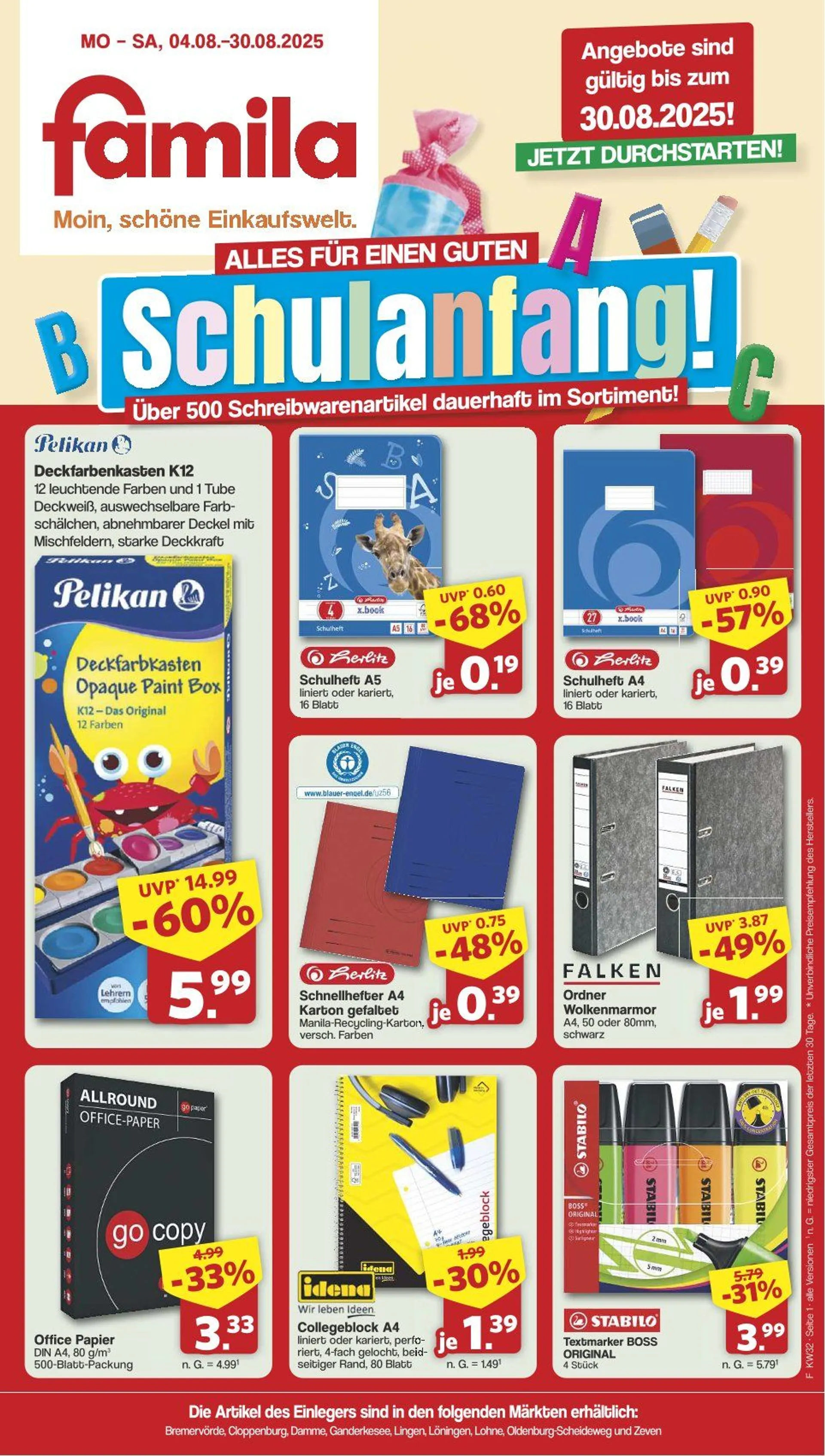 Famila Prospekte von 4. August bis 30. August 2025 - Prospekt seite 1