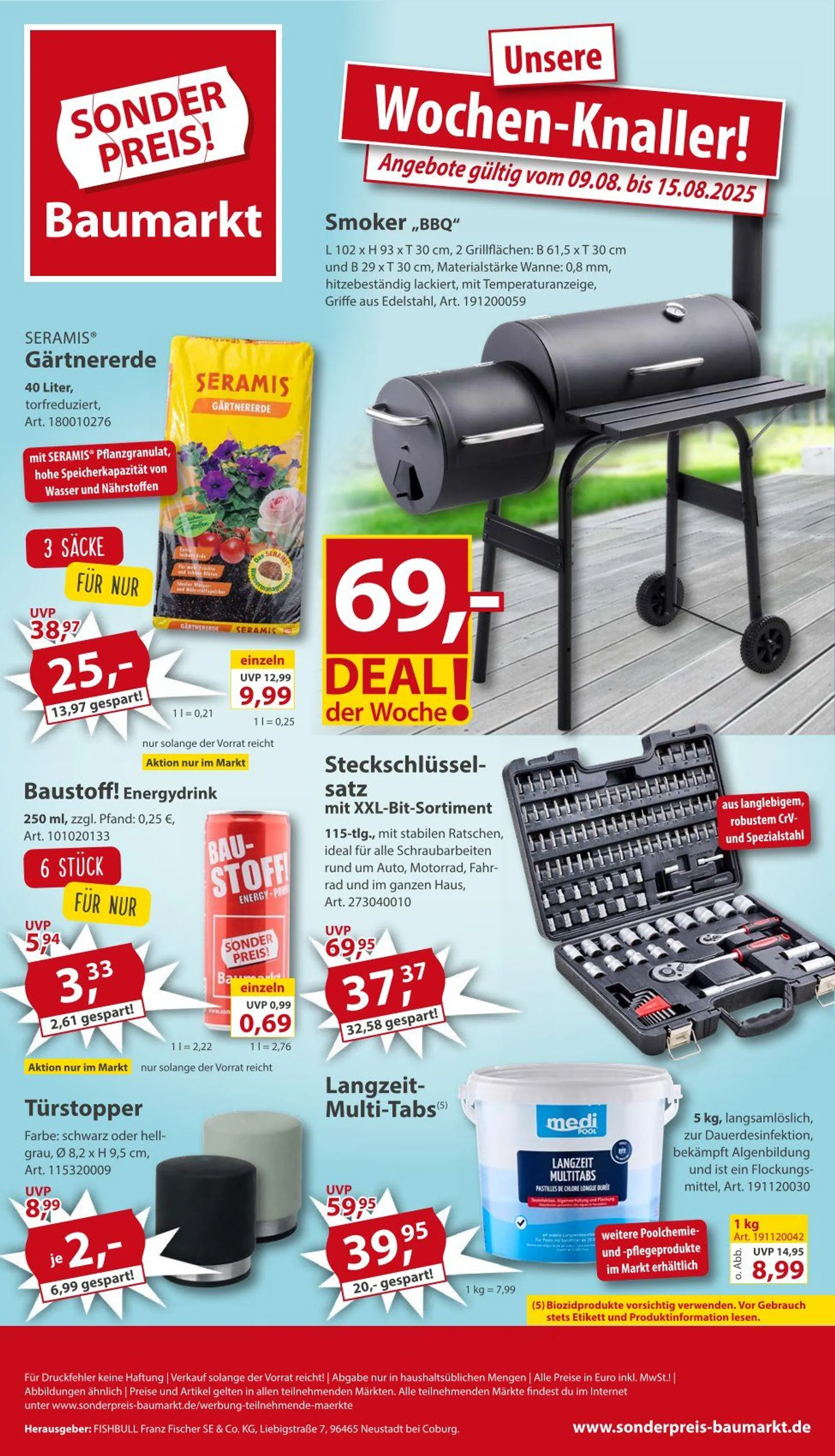  Prospekt Sonderpreis-Baumarkt von 9. August bis 15. August 2025 - Prospekt seite 1