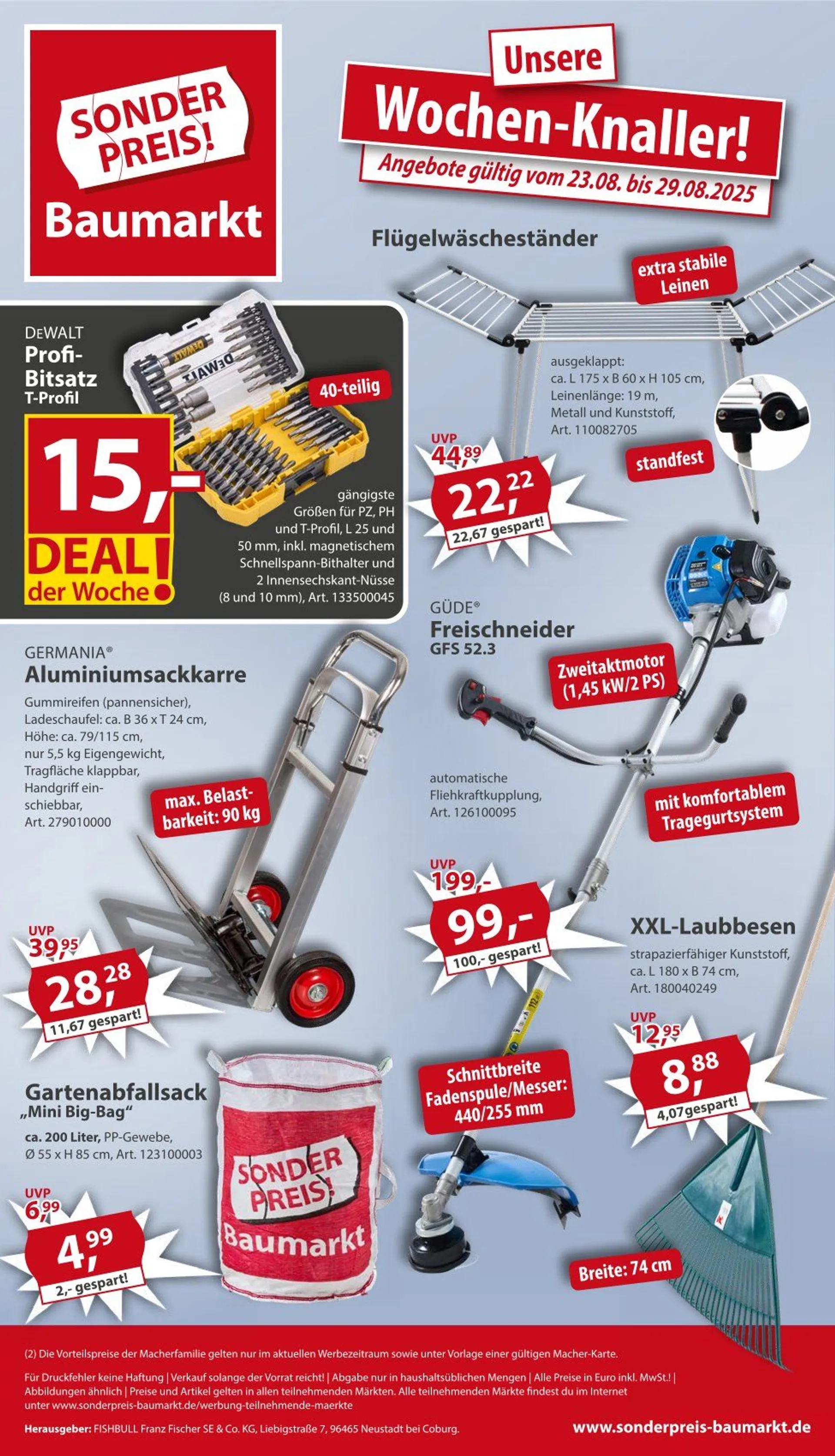 Prospekt Sonderpreis-Baumarkt  von 23. August bis 29. August 2025 - Prospekt seite 1