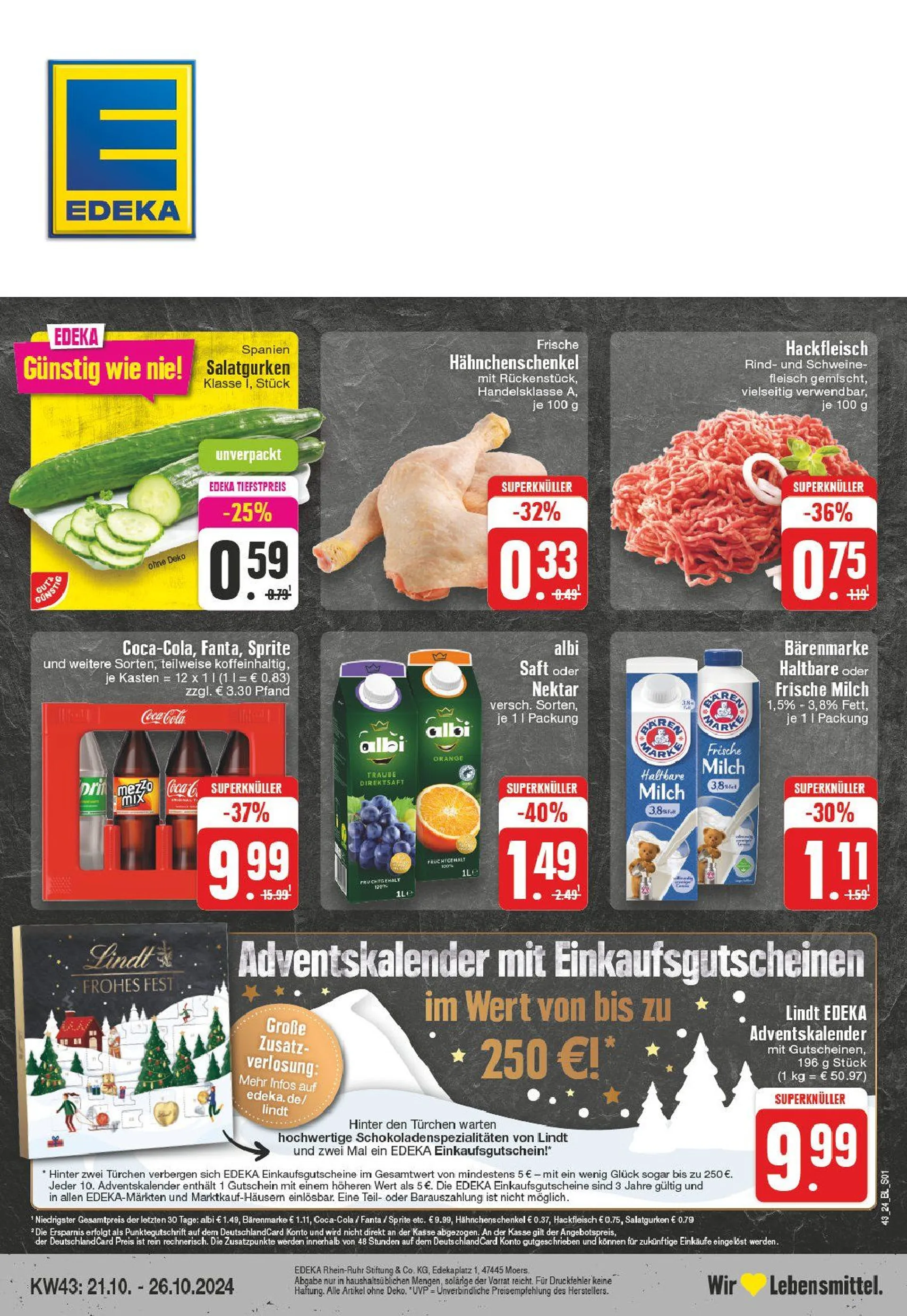 Edeka Prospekt von 21. Oktober bis 26. Oktober 2024 - Prospekt seite 1