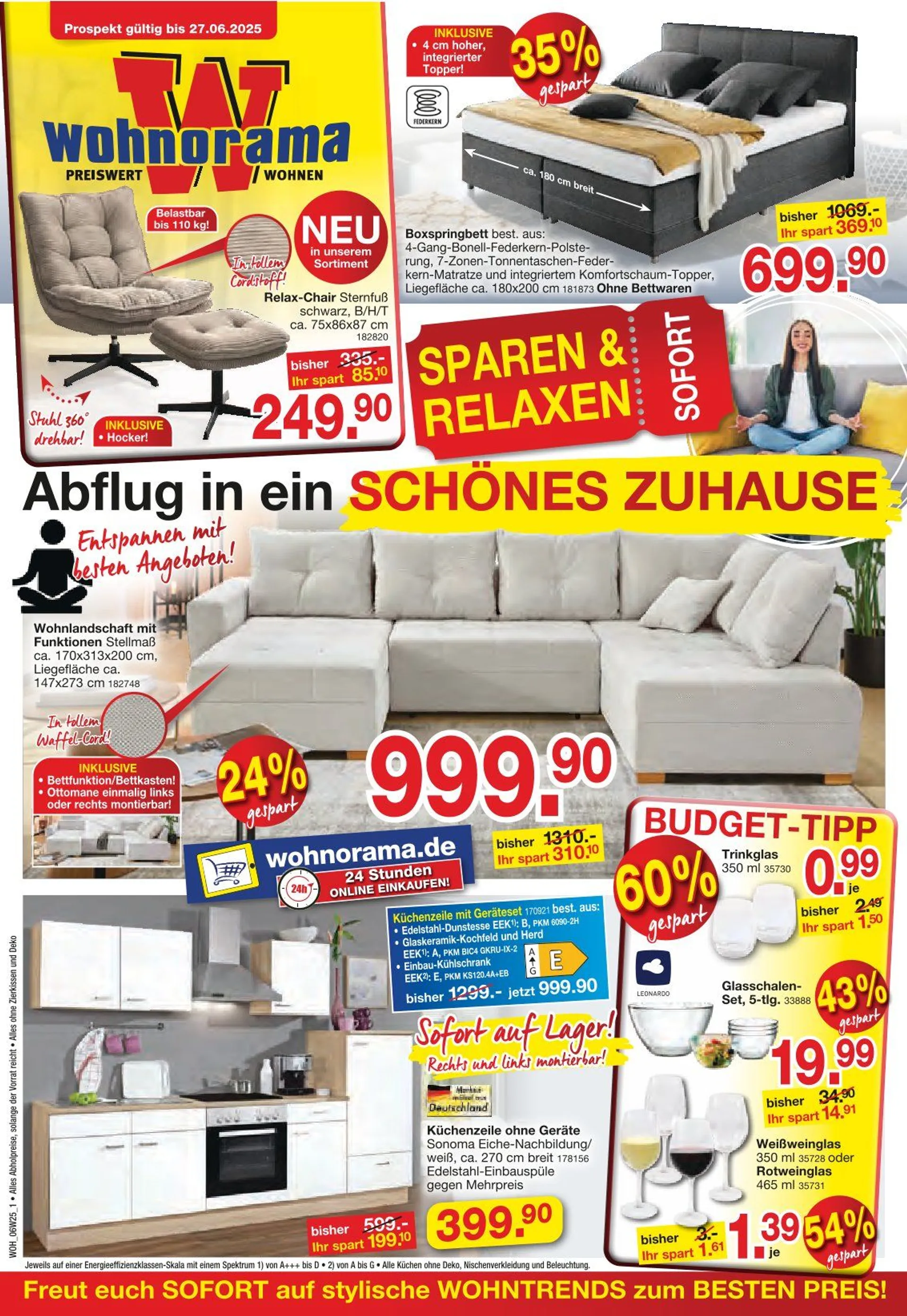 Wohnorama Prospekt von 12. Juni bis 27. Juni 2025 - Prospekt seite 1