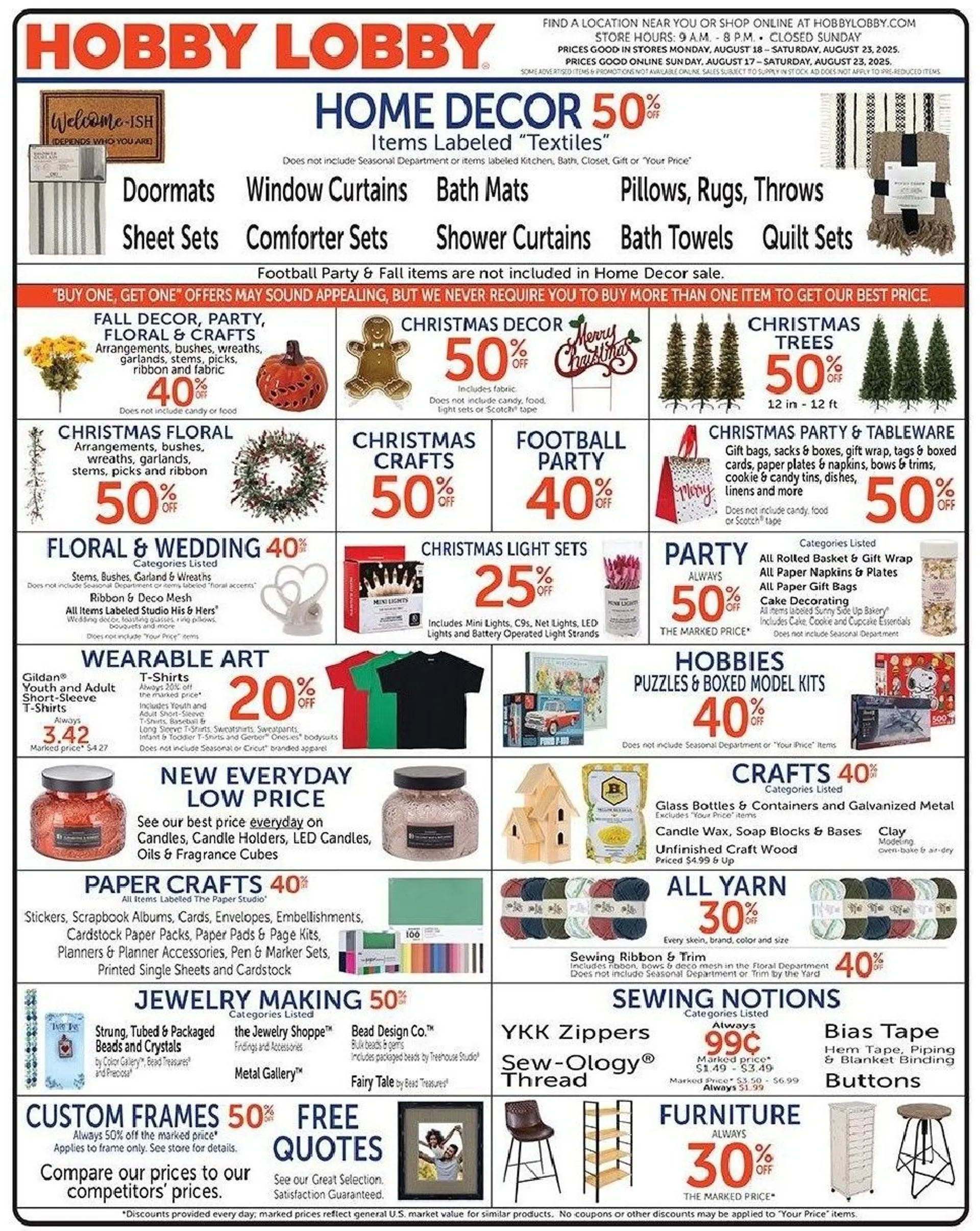 Weekly ad Hobby Lobby Sales from August 19 to August 23 2025 - Page 1