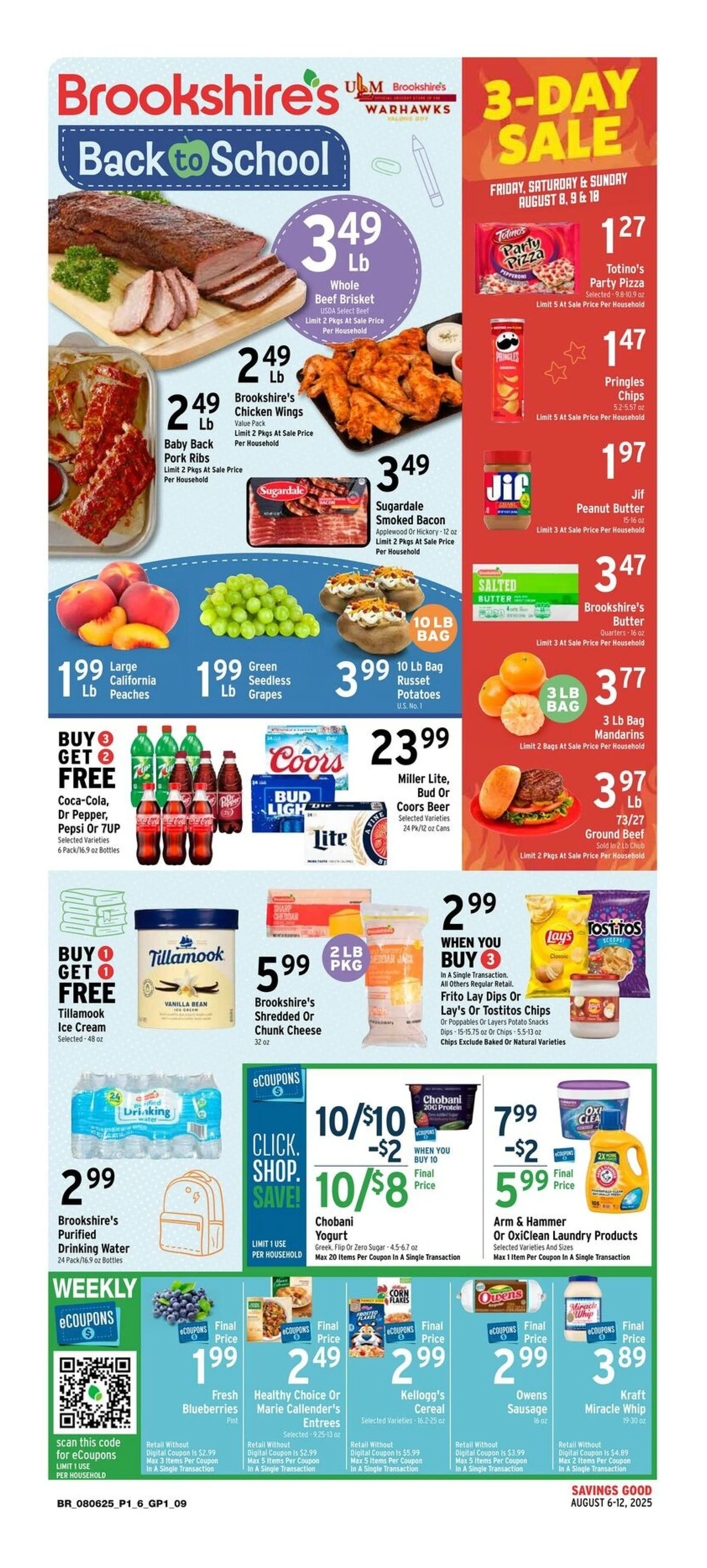 Weekly ad  Brookshires Sales from August 11 to August 16 2025 - Page 1