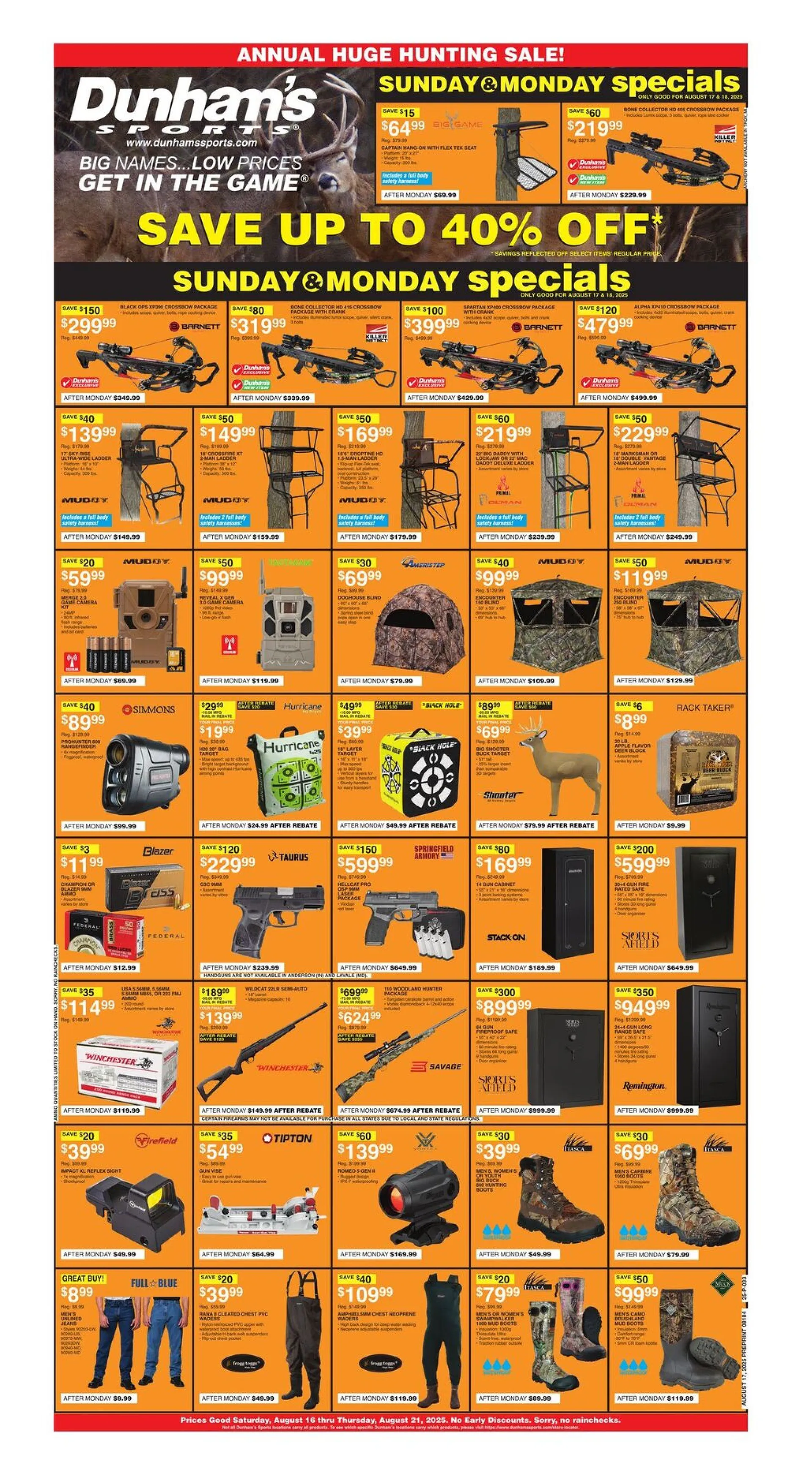 Dunham's Sales - August 18 August 24 2025