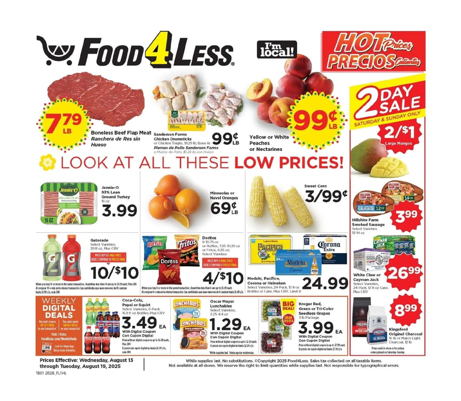 Weekly ad Food 4 Less Sales from August 13 to August 19 2025 - Page 1