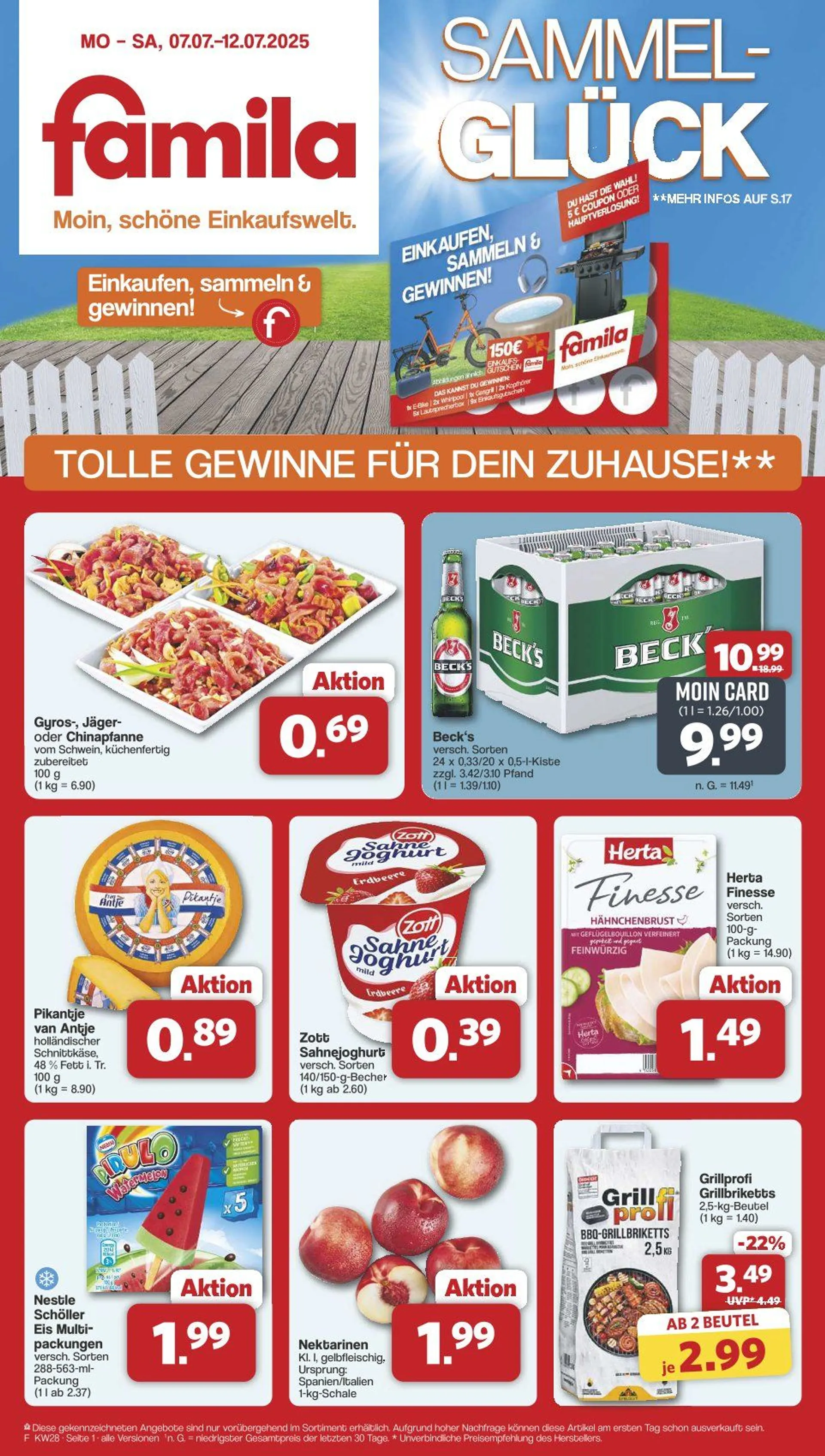 Famila Prospekte von 7. Juli bis 12. Juli 2025 - Prospekt seite 1