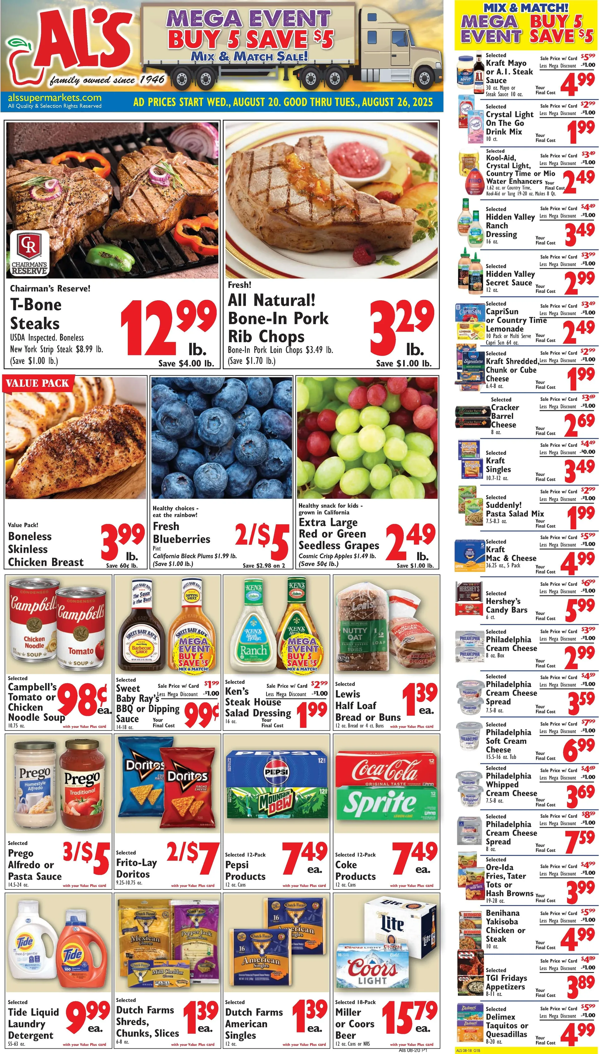 Weekly ad Al's Supermarket Sales from August 20 to August 26 2025 - Page 1