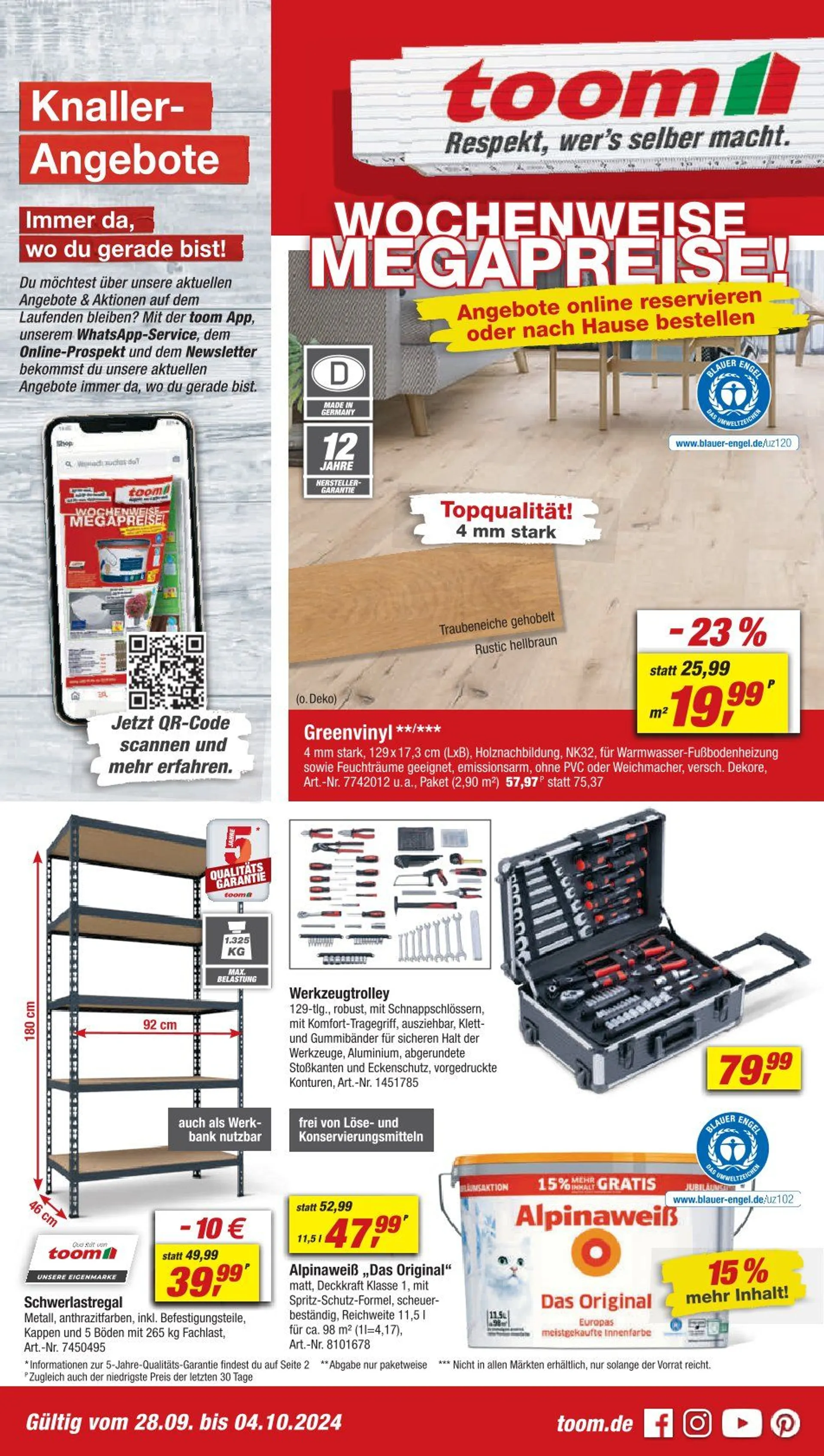 toom Baumarkt Prospekts Angebote  von 28. September bis 4. Oktober 2024 - Prospekt seite 