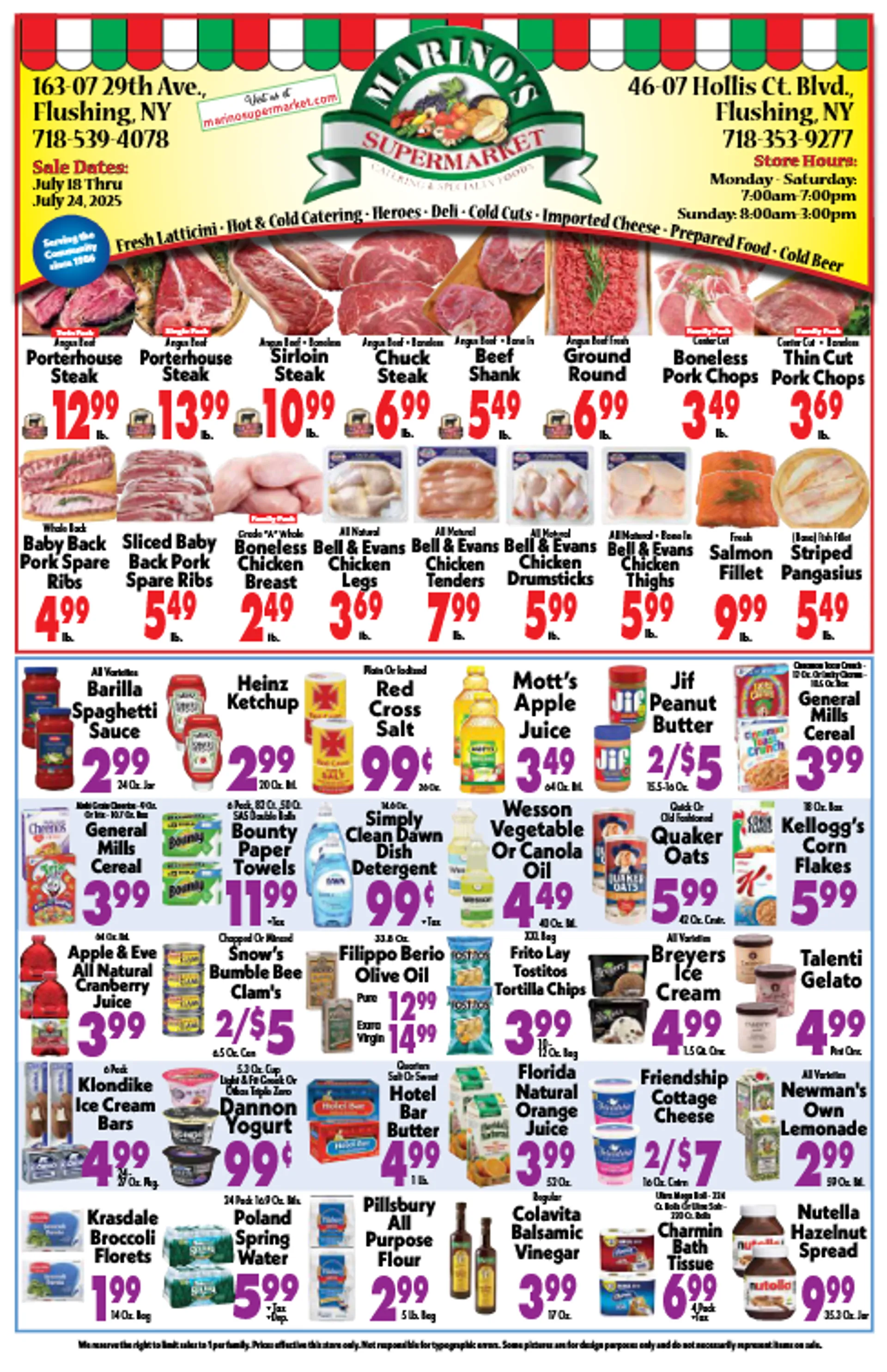 Weekly ad Marino's Supermarket Sales from July 18 to July 24 2025 - Page 1