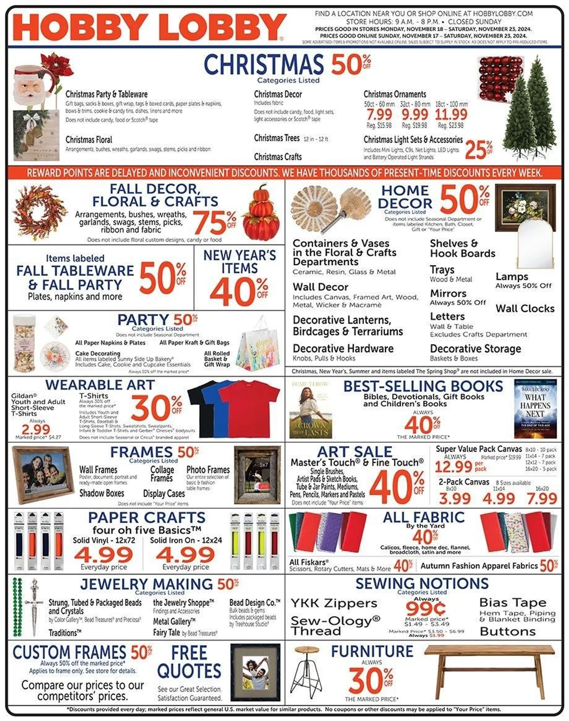 Weekly ad Hobby Lobby Deals from November 21 to November 23 2024 - Page 