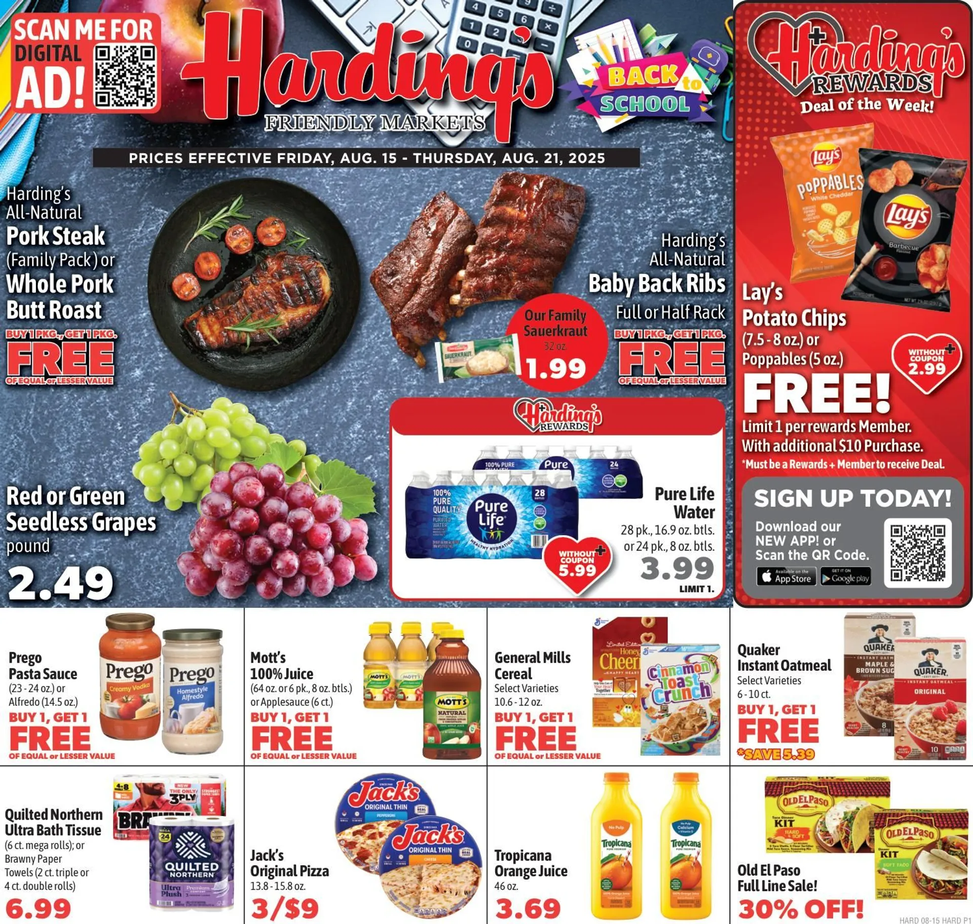 Weekly ad Harding's Markets Sales from August 19 to August 21 2025 - Page 1