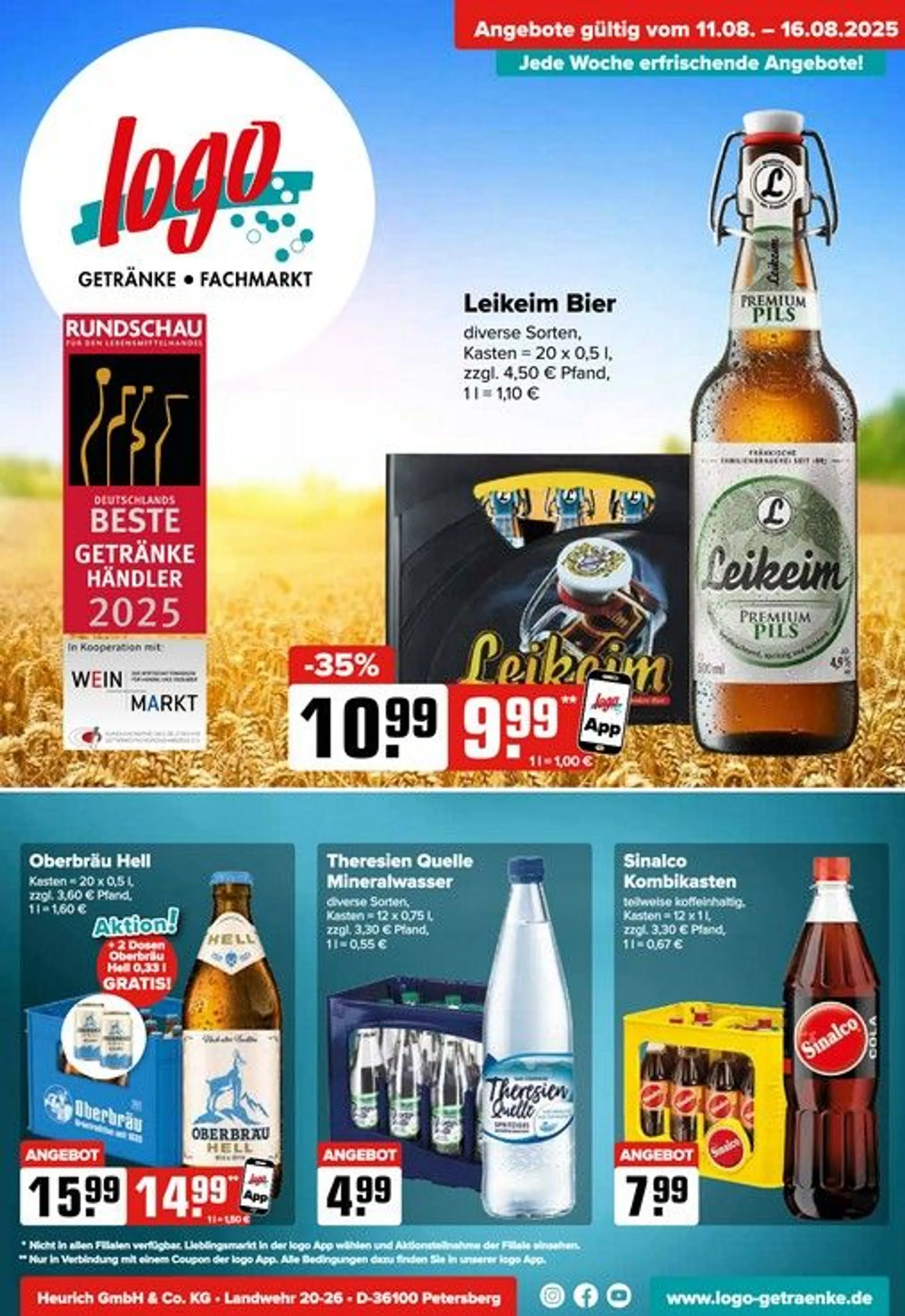  Logo Getränkemarkt Prospekte  von 11. August bis 16. August 2025 - Prospekt seite 1