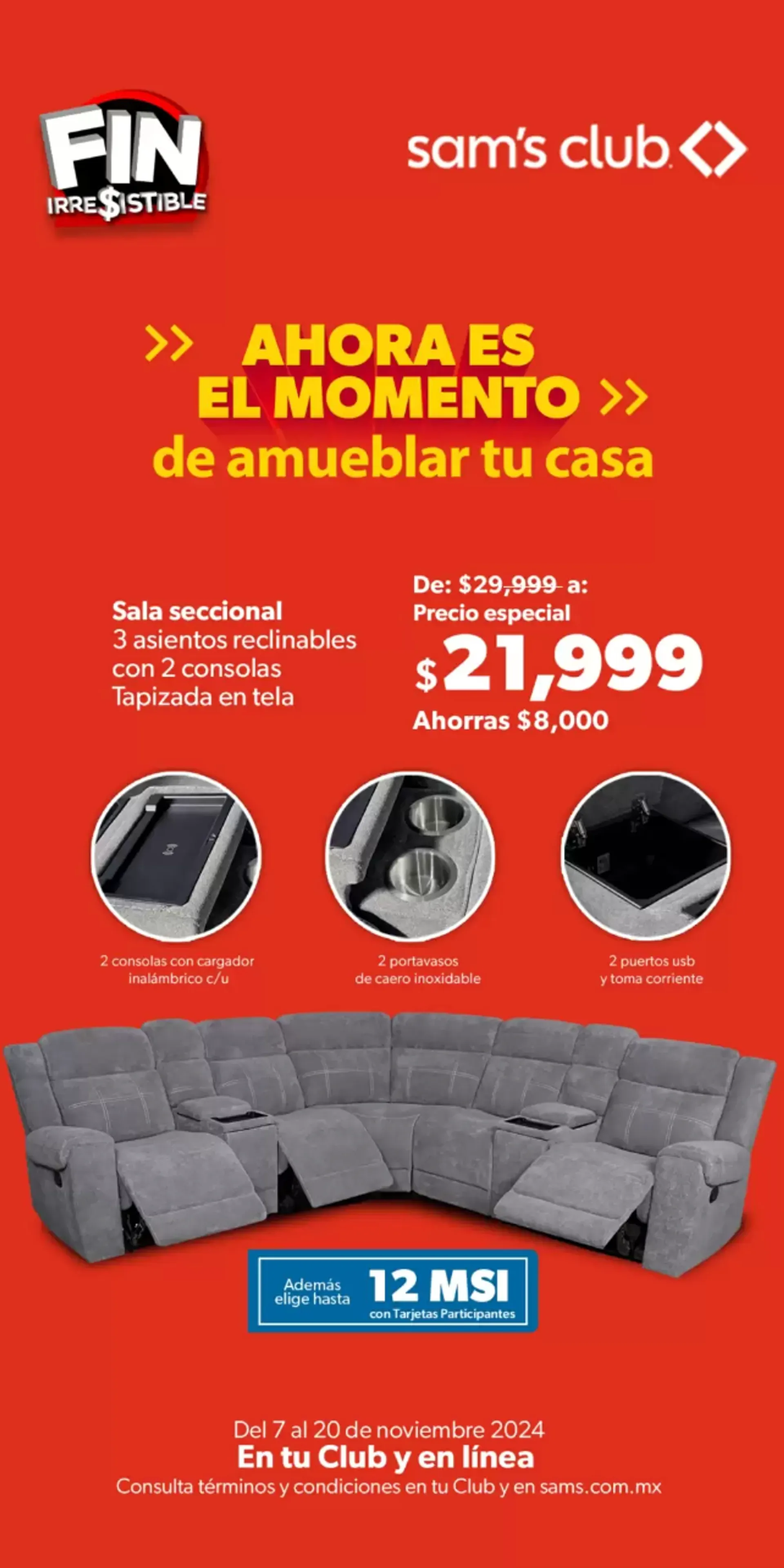 Catálogo de Sams's Club Descuentos Irresistibles del Buen Fin - Muebles 7 de noviembre al 20 de noviembre 2024 - Pagina 