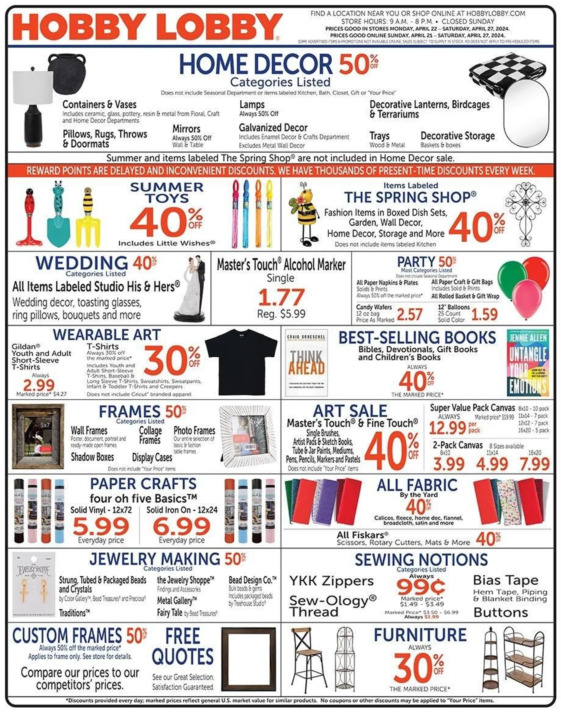 Weekly ad HOBBY LOBBY SALES from April 21 to April 27 2024 - Page 