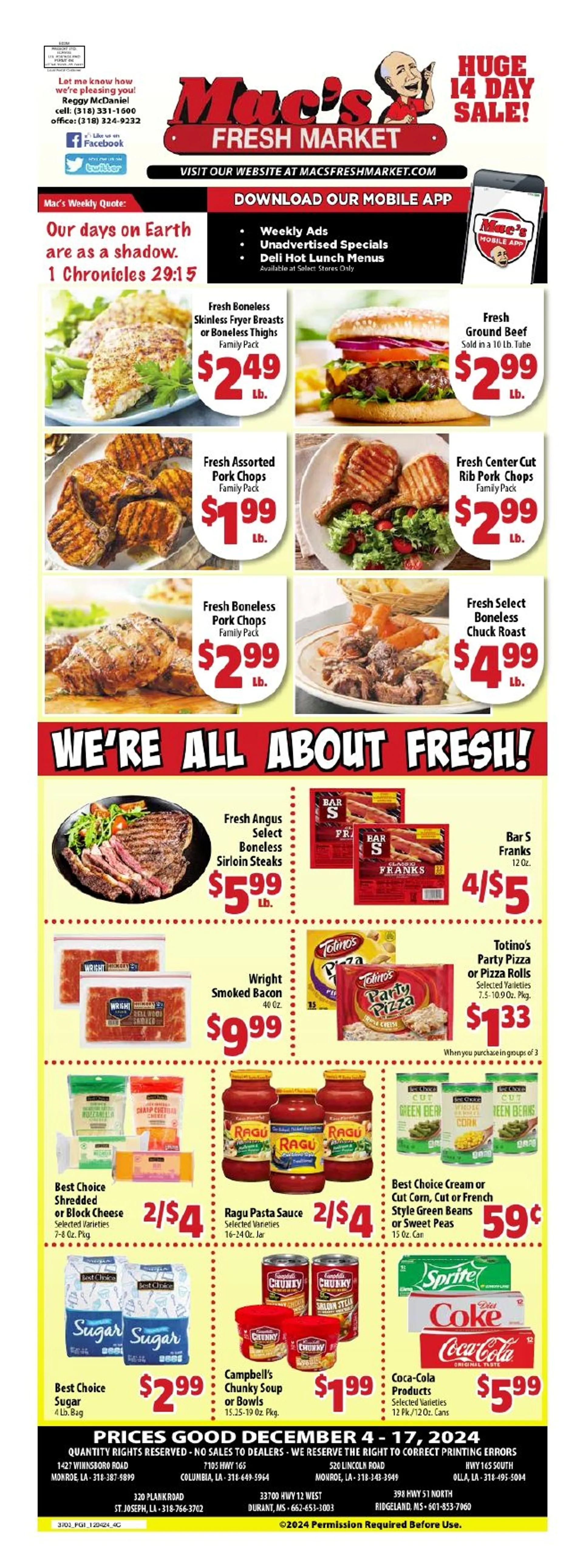 Weekly ad Find the latest Mac's Freshmarket Weekly Ad! from December 4 to December 17 2024 - Page 