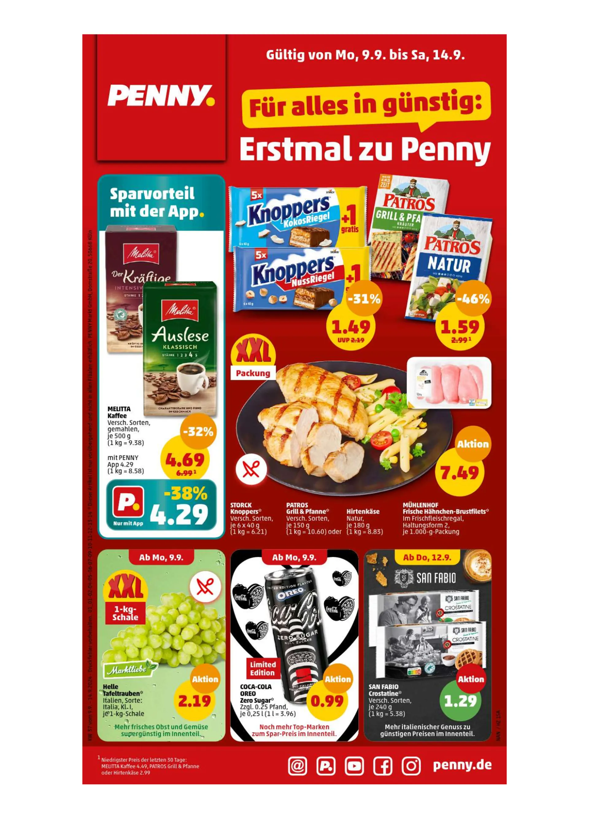 Penny Prospekts Angebote von 9. September bis 14. September 2024 - Prospekt seite 1