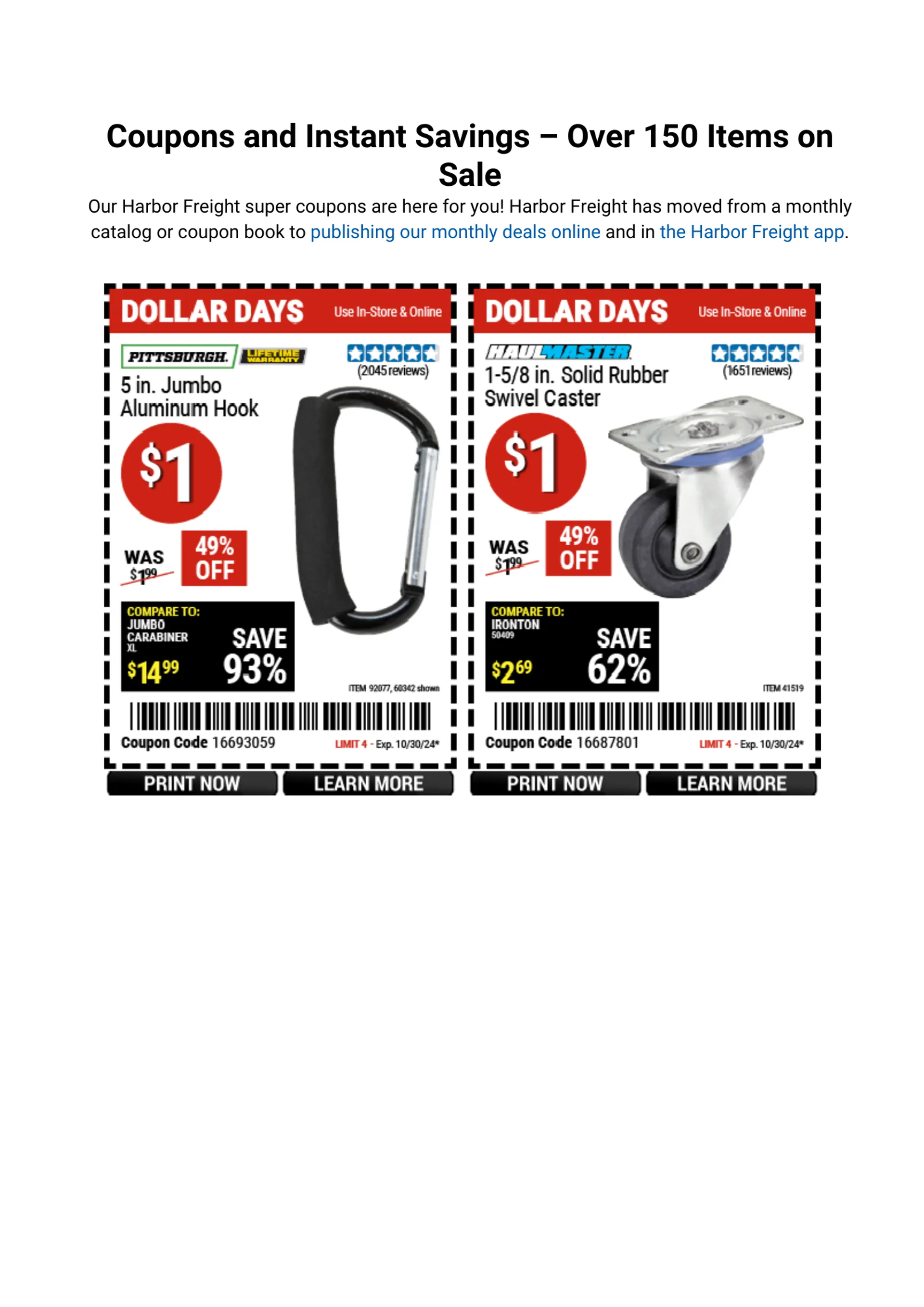 Weekly ad Harbor Freight Weekly Ad from October 21 to October 27 2024 - Page 