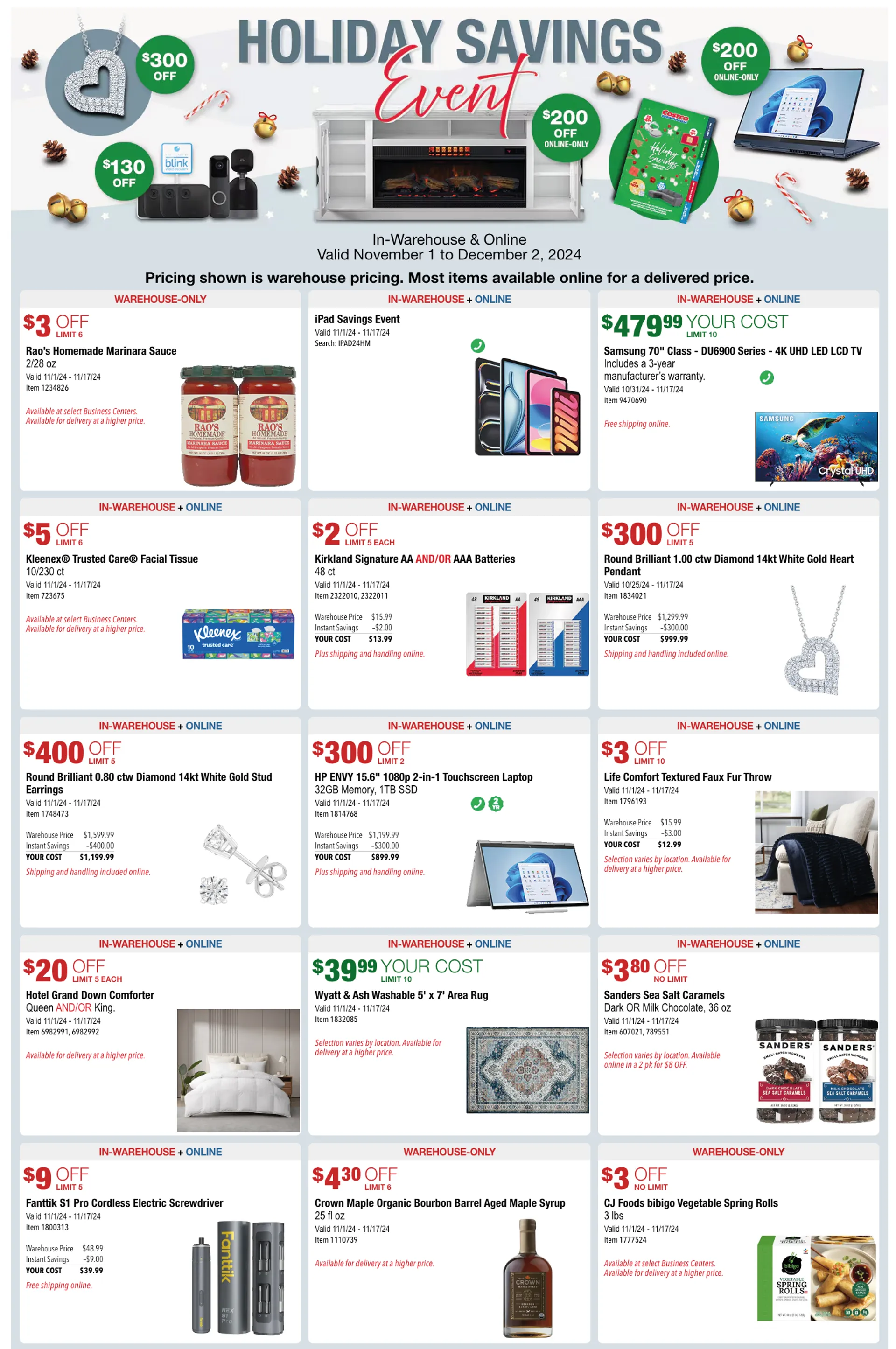 Weekly ad Costco Holiday Savings from November 1 to December 2 2024 - Page 