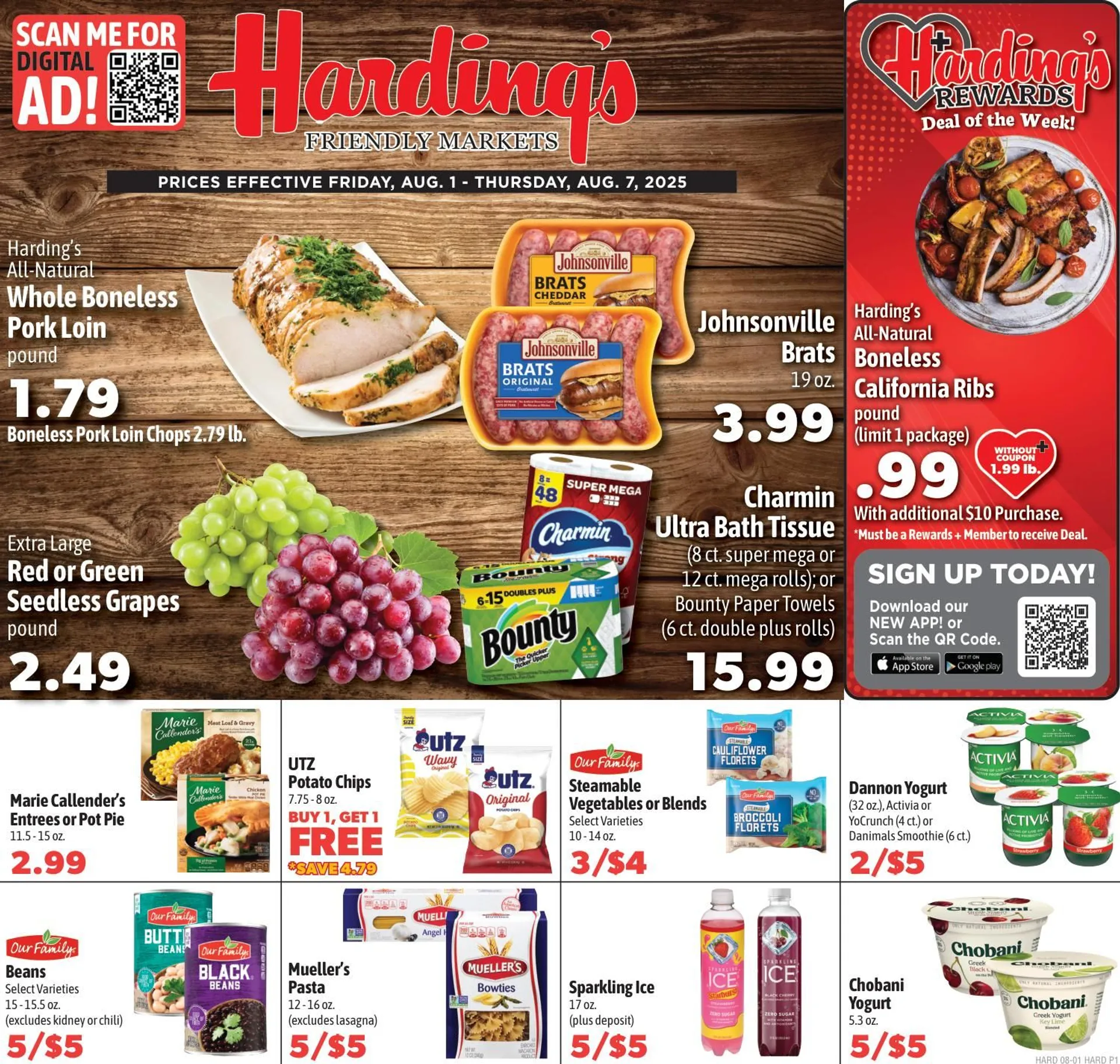 Weekly ad Harding's Markets Sales from August 1 to August 7 2025 - Page 1