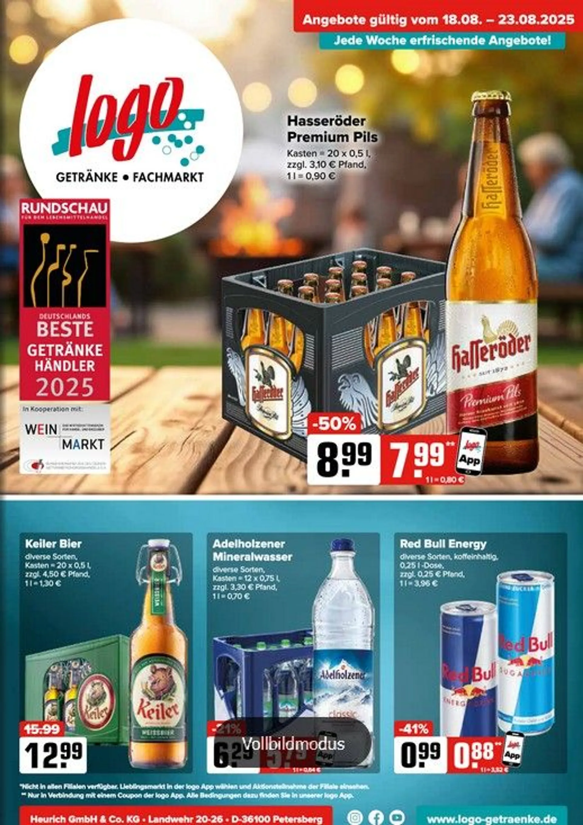 Logo Getränkemarkt Angebote von 18. August bis 23. August 2025 - Prospekt seite 1