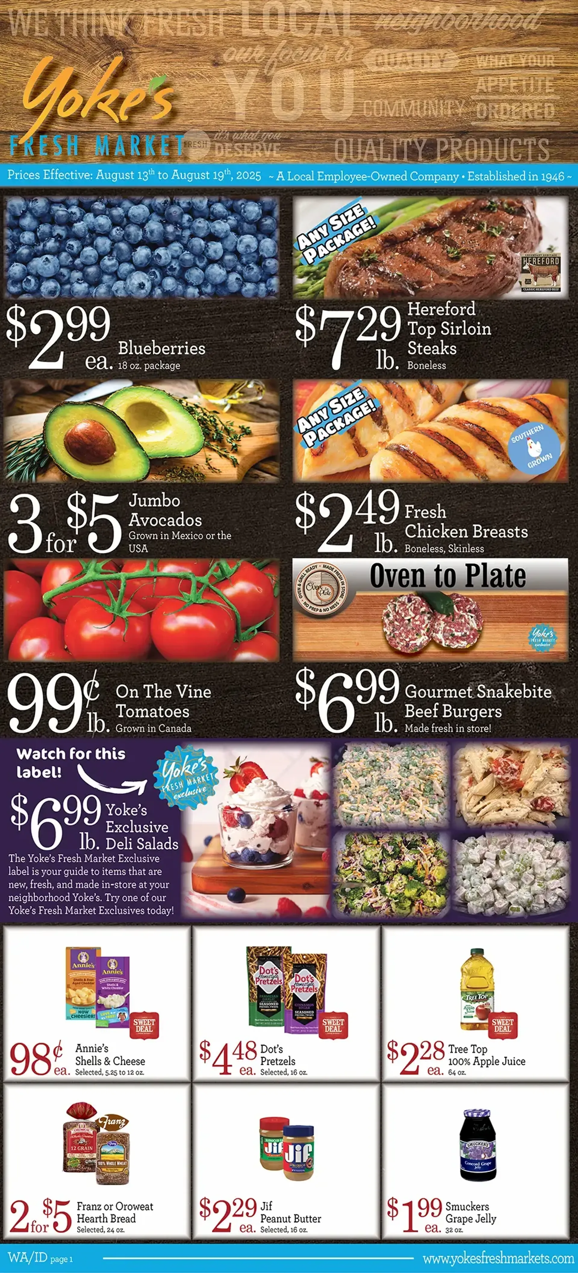 Weekly ad Yoke's Fresh Market Sales from August 13 to August 19 2025 - Page 1