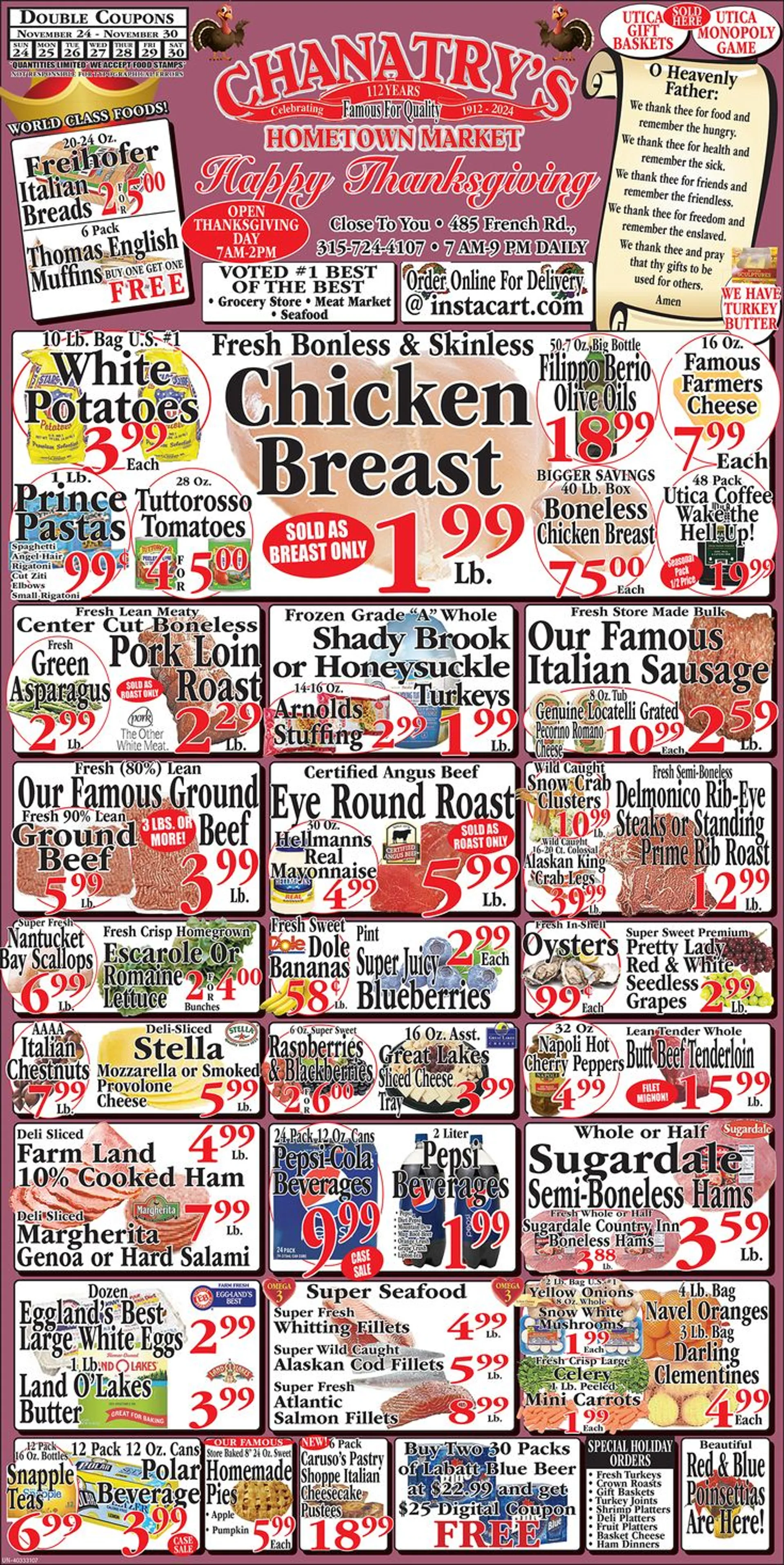 Weekly ad Chanatry's Hometown Market sales from November 24 to November 30 2024 - Page 