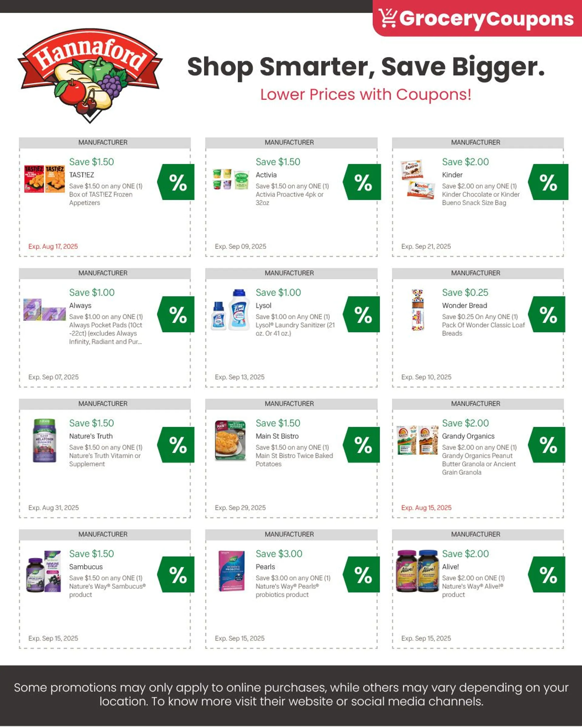 Weekly ad Hannaford coupons from August 5 to September 29 2025 - Page 1