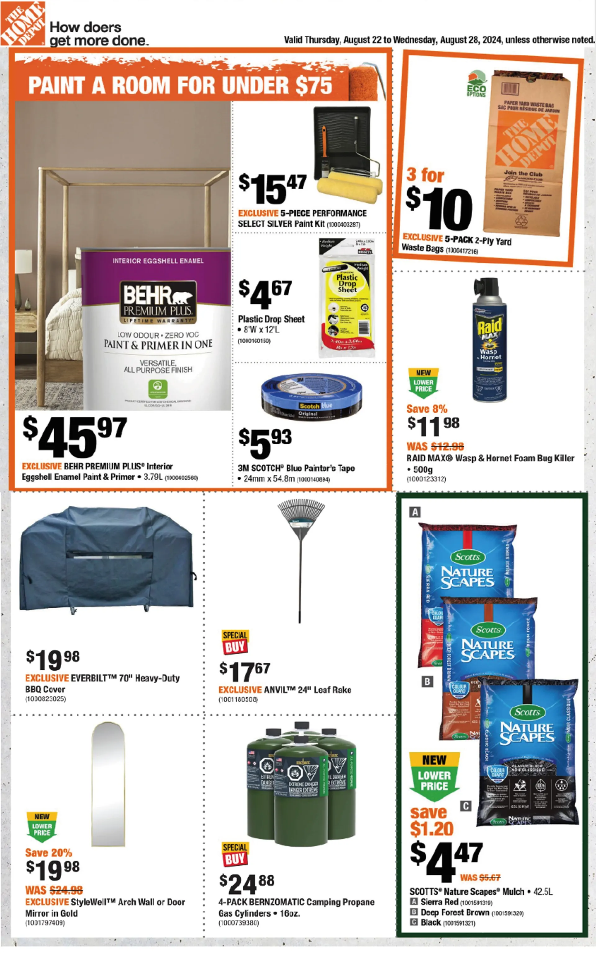 The Home Depot Clearance Sale from August 22 to August 28 2024 - flyer page 1