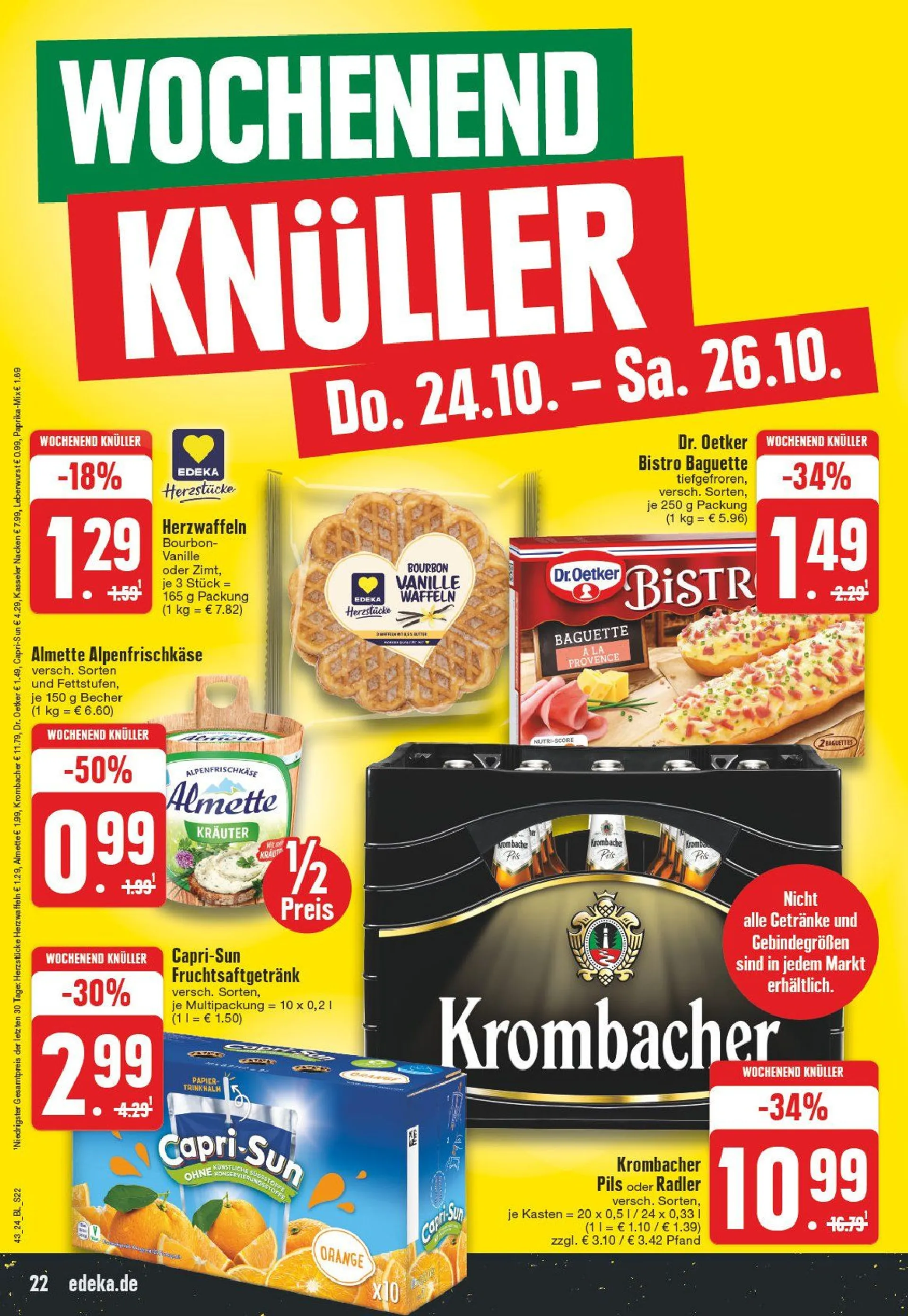 Edeka Prospekt von 21. Oktober bis 26. Oktober 2024 - Prospekt seite 22