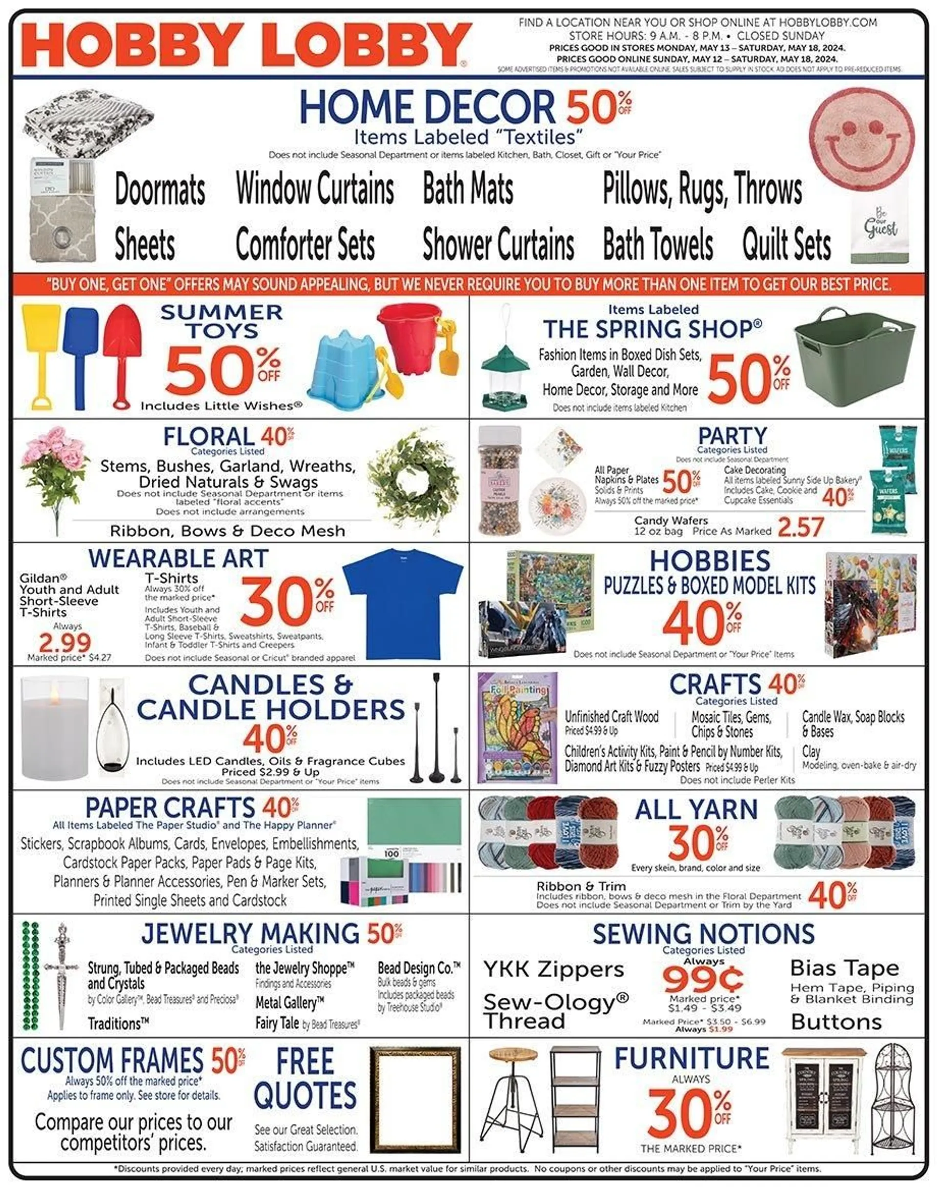 Weekly ad HOBBY LOBBY SALES from May 12 to May 18 2024 - Page 