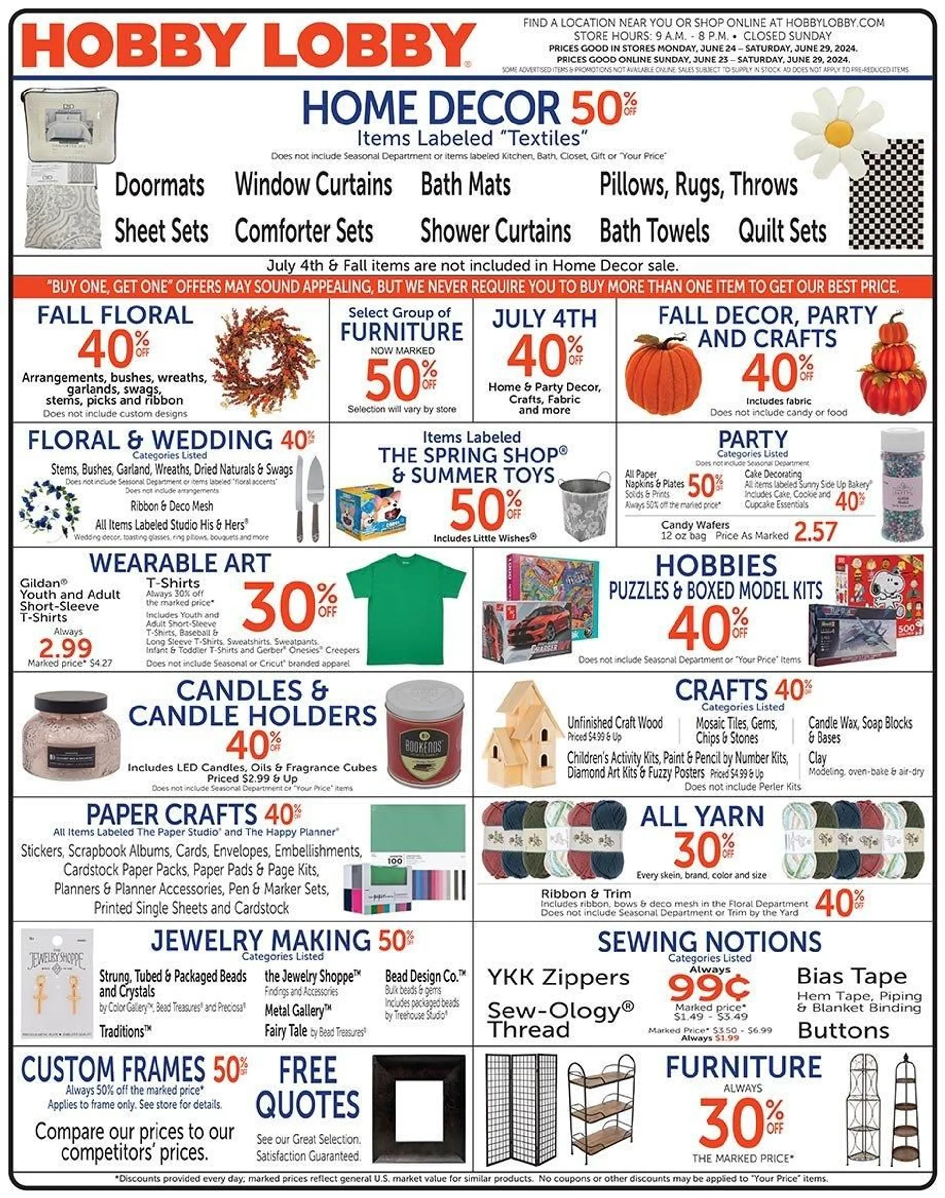 Weekly ad HOBBY LOBBY SALES from June 24 to June 29 2024 - Page 