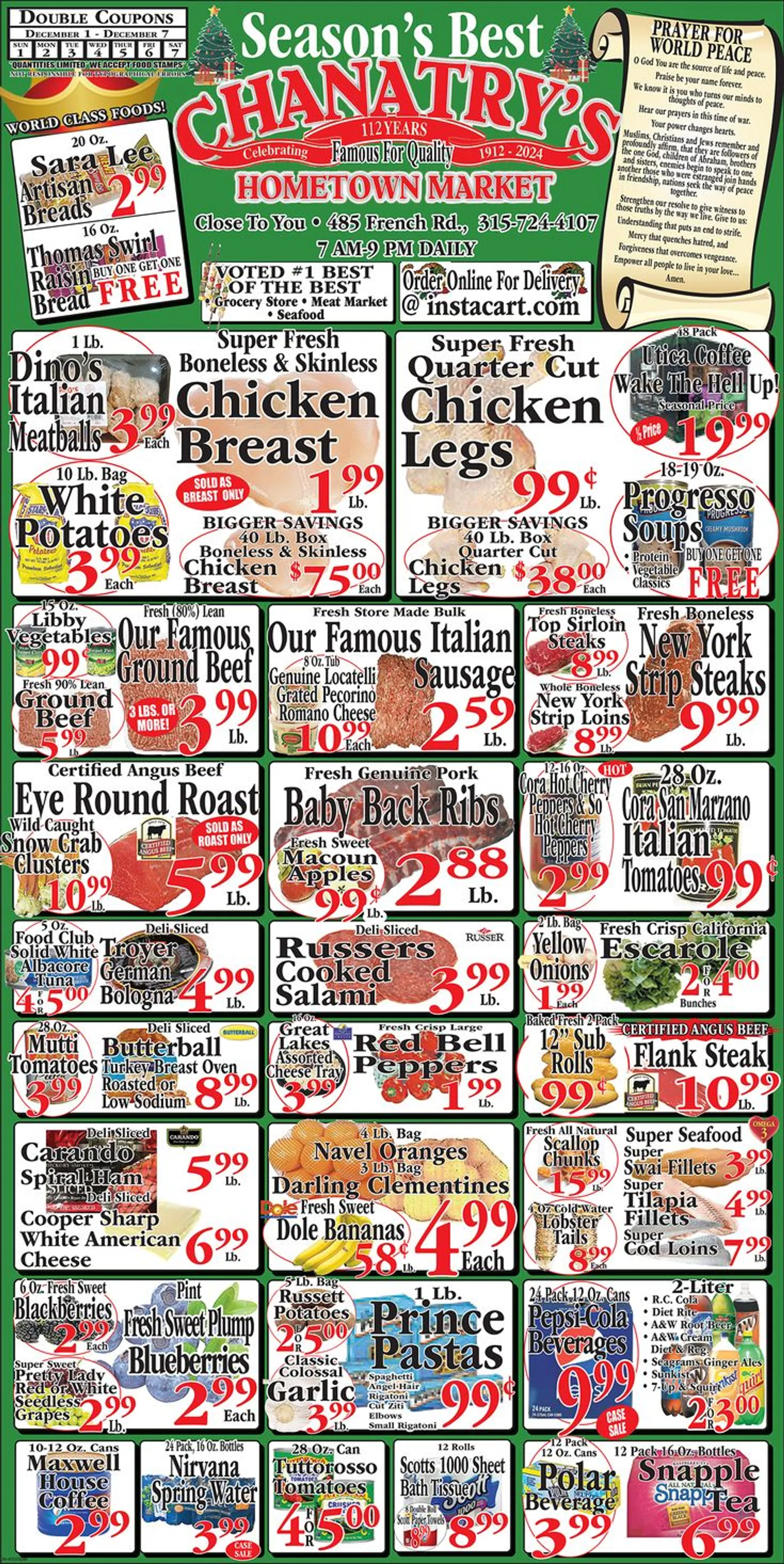 Weekly ad Chanatry's Hometown Market sales from December 1 to December 7 2024 - Page 