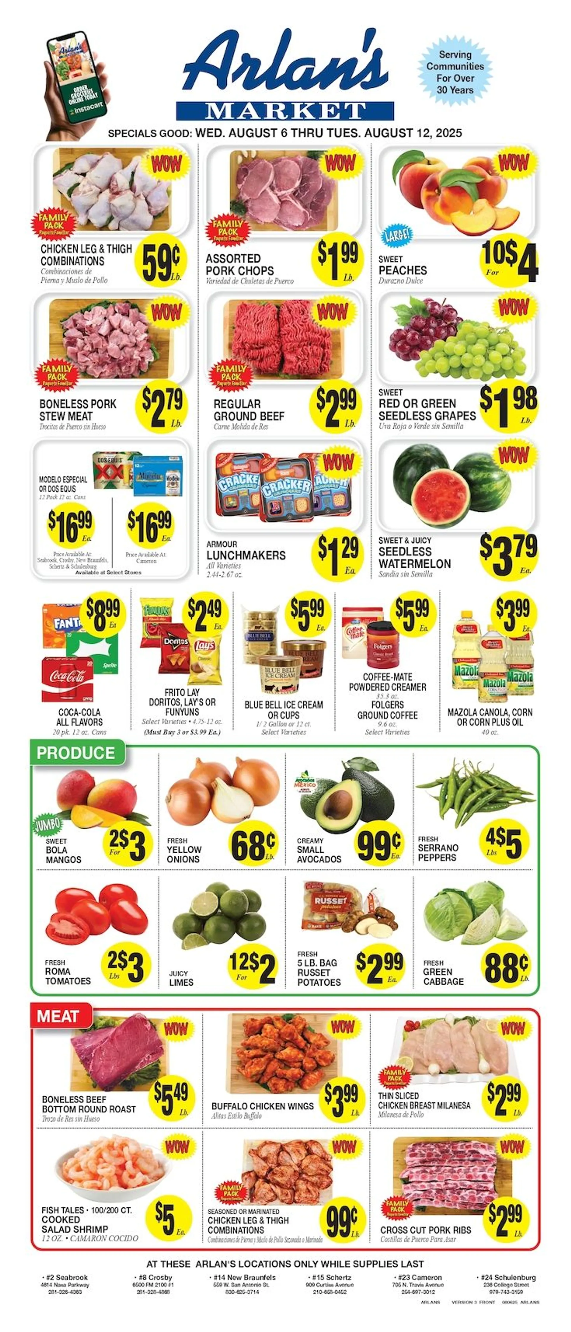 Weekly ad Arlan's Market Sales from August 8 to August 12 2025 - Page 1